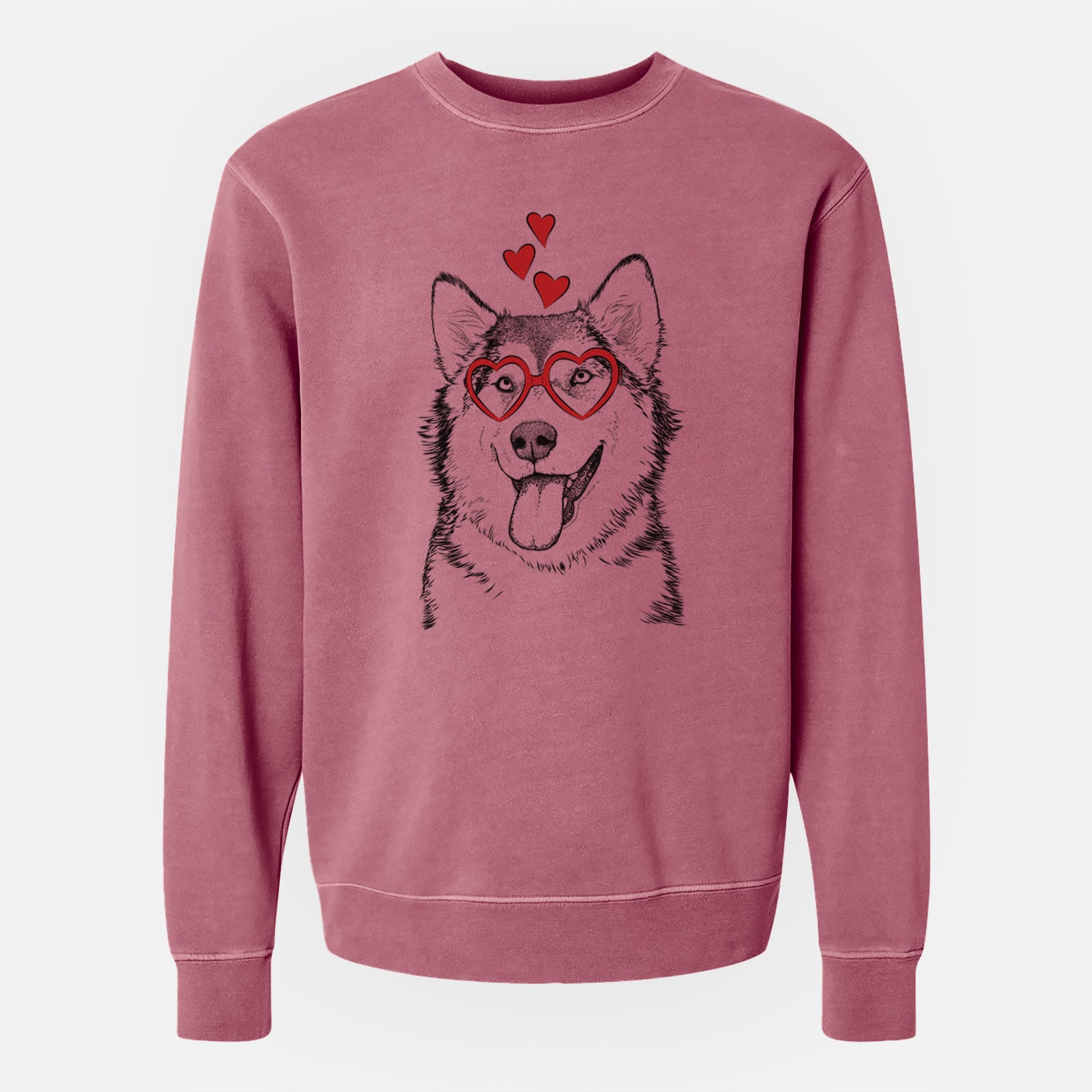 Valentine Kaskae the Alaskan Malamute - Unisex Pigment Dyed Crew Sweatshirt