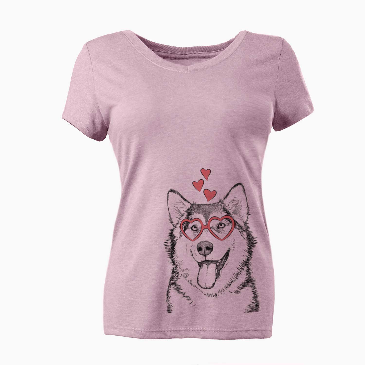 Valentine Kaskae the Alaskan Malamute - Women's V-neck Shirt