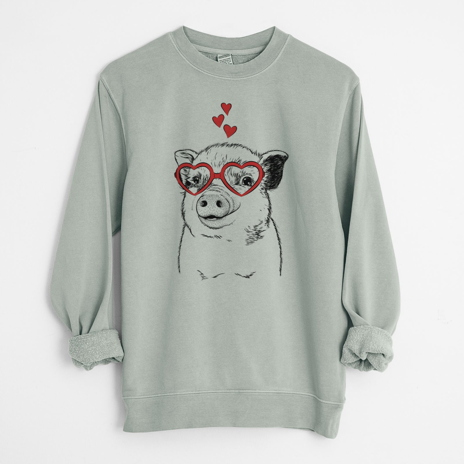 Valentine Kevin the Spotted Pig - Unisex Pigment Dyed Crew Sweatshirt
