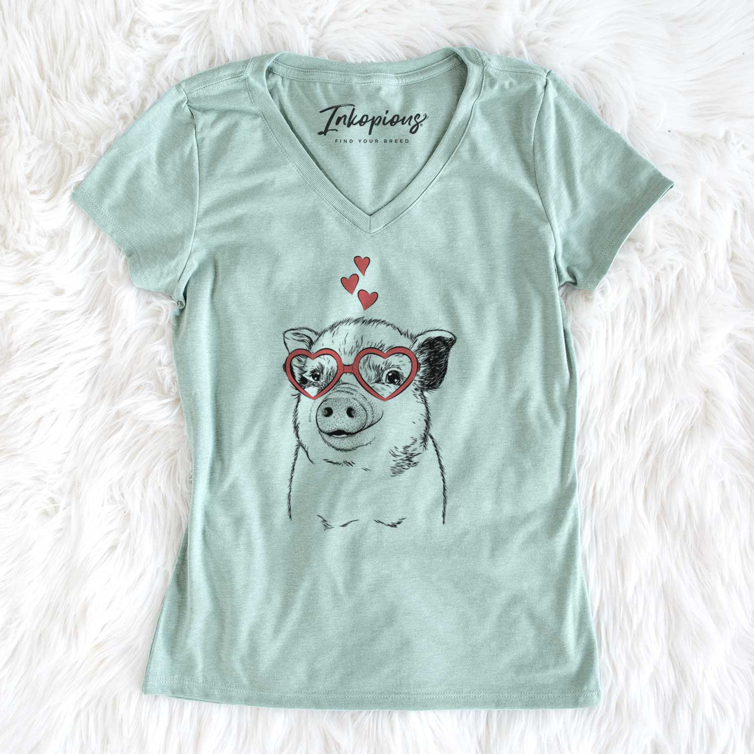Valentine Kevin the Spotted Pig - Women's V-neck Shirt