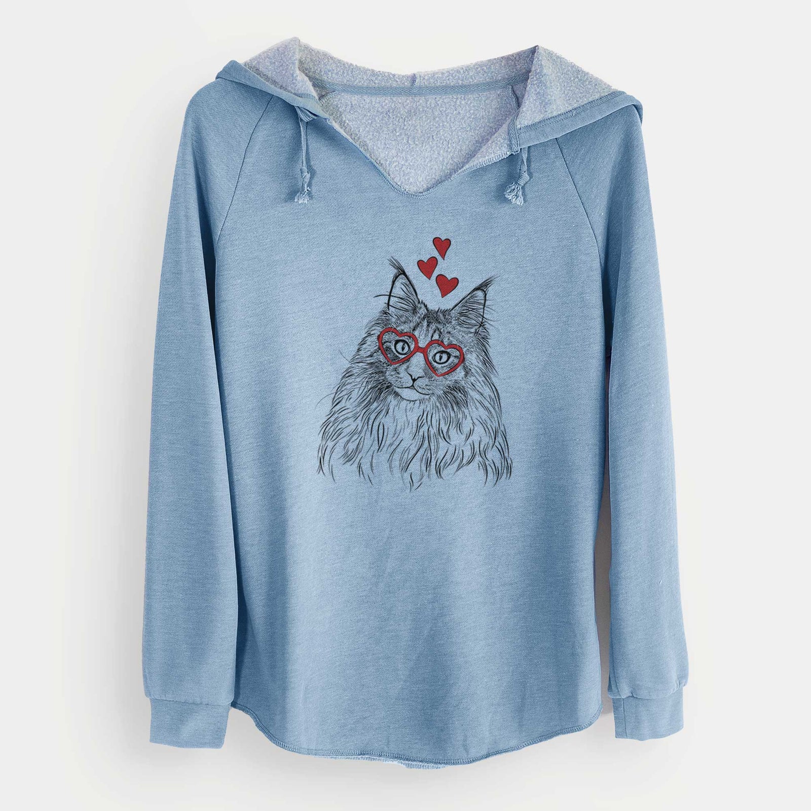 Valentine Kiki the Maine Coon Cat - Cali Wave Hooded Sweatshirt