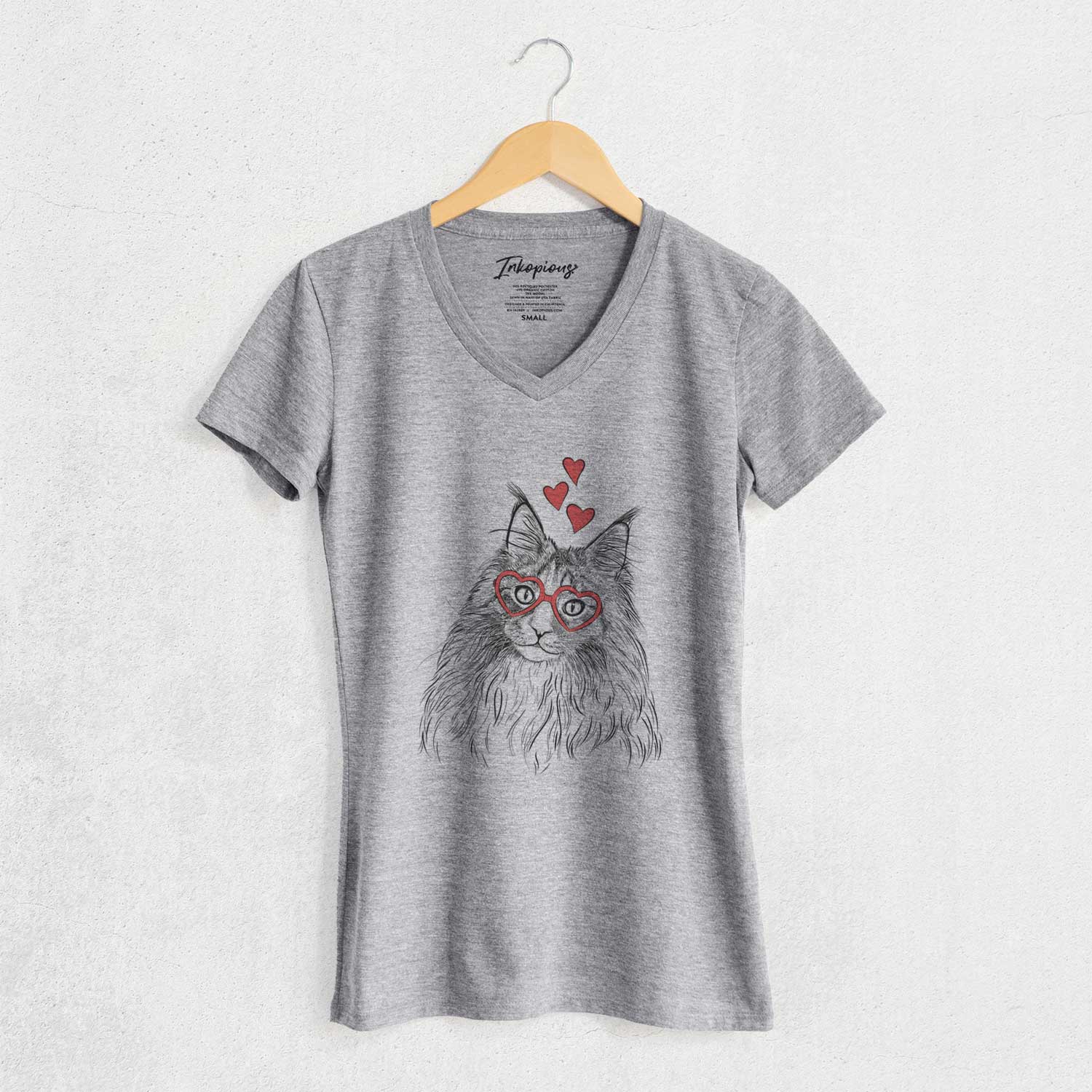 Valentine Kiki the Maine Coon Cat - Women's V-neck Shirt