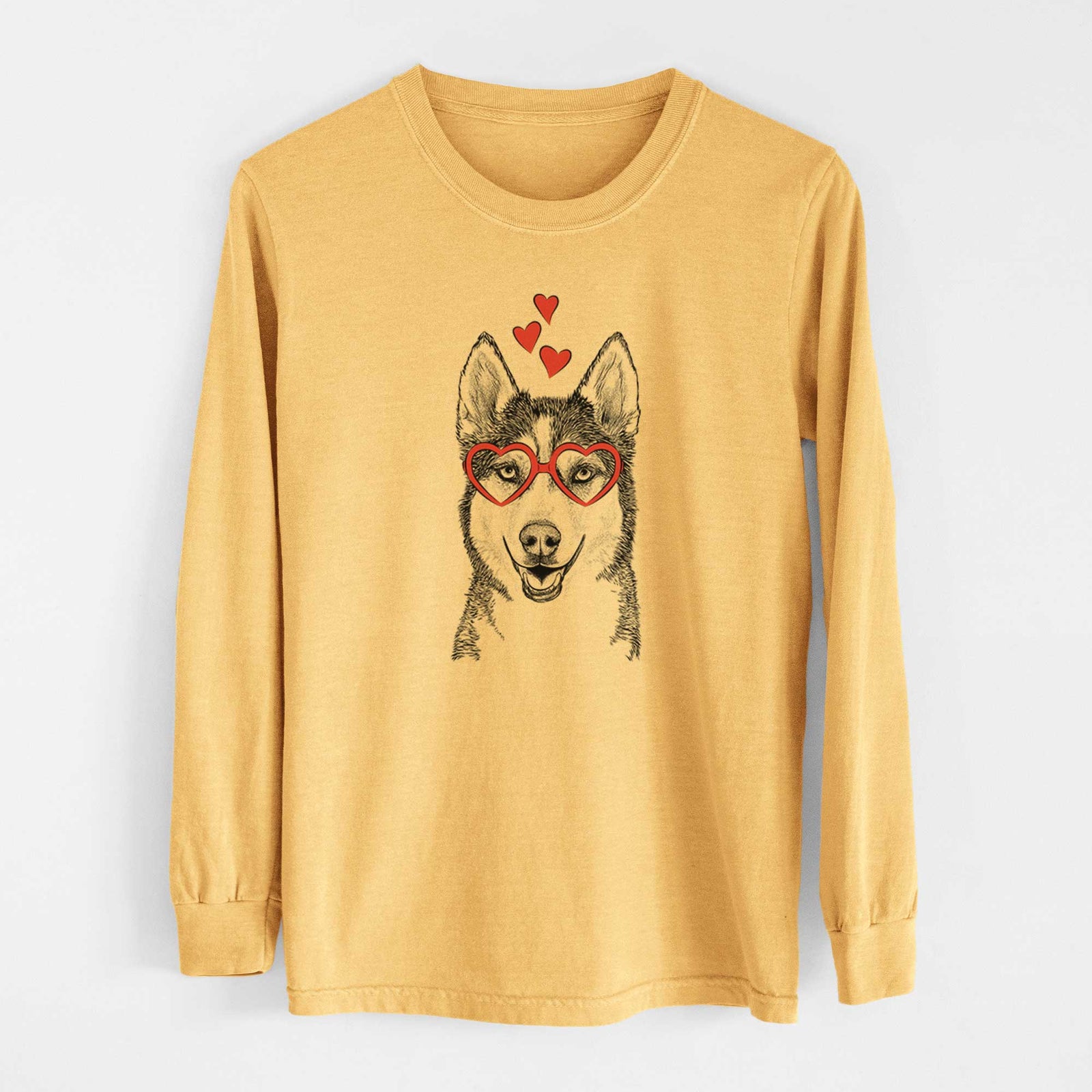 Valentine Kira the Siberian Husky - Heavyweight 100% Cotton Long Sleeve