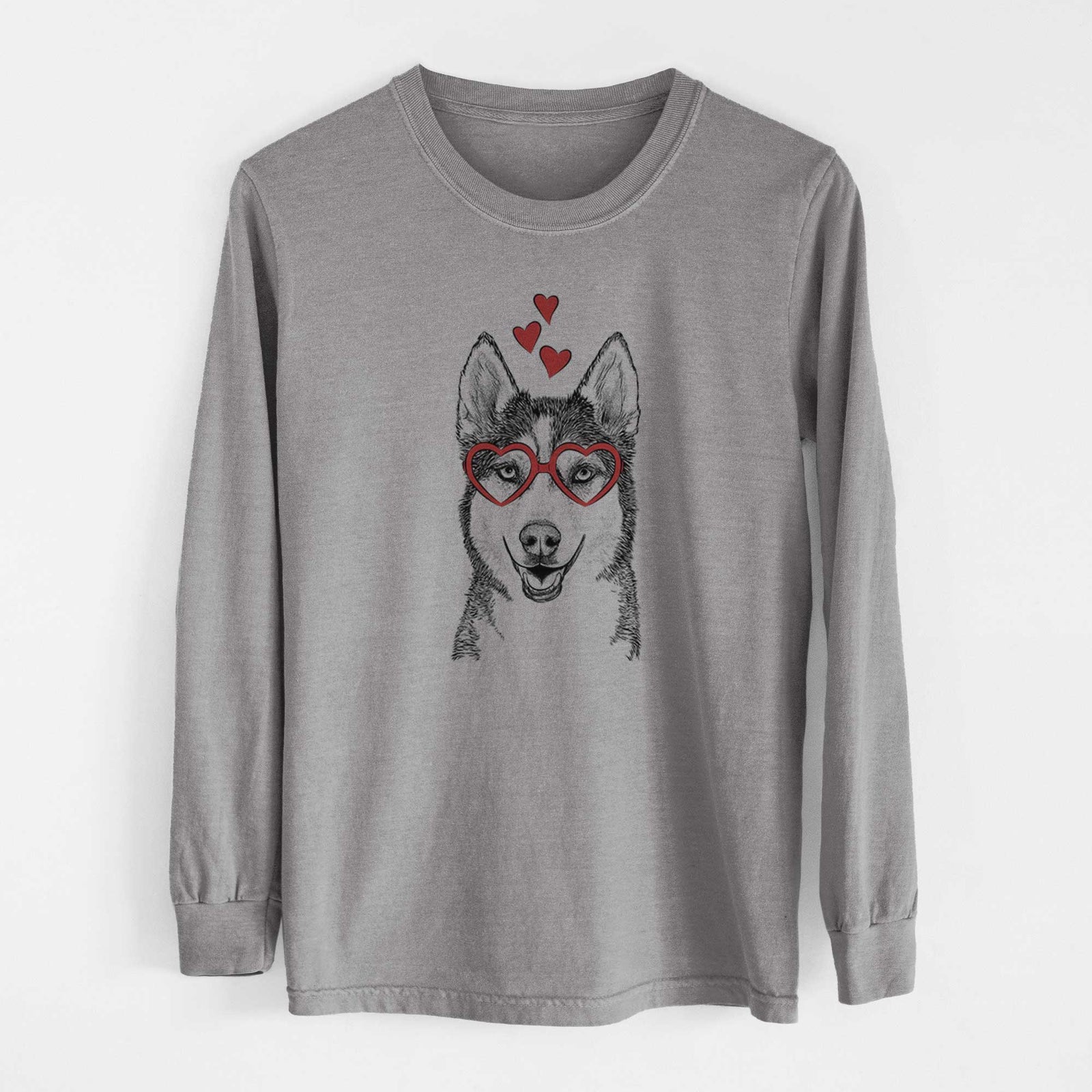 Valentine Kira the Siberian Husky - Heavyweight 100% Cotton Long Sleeve