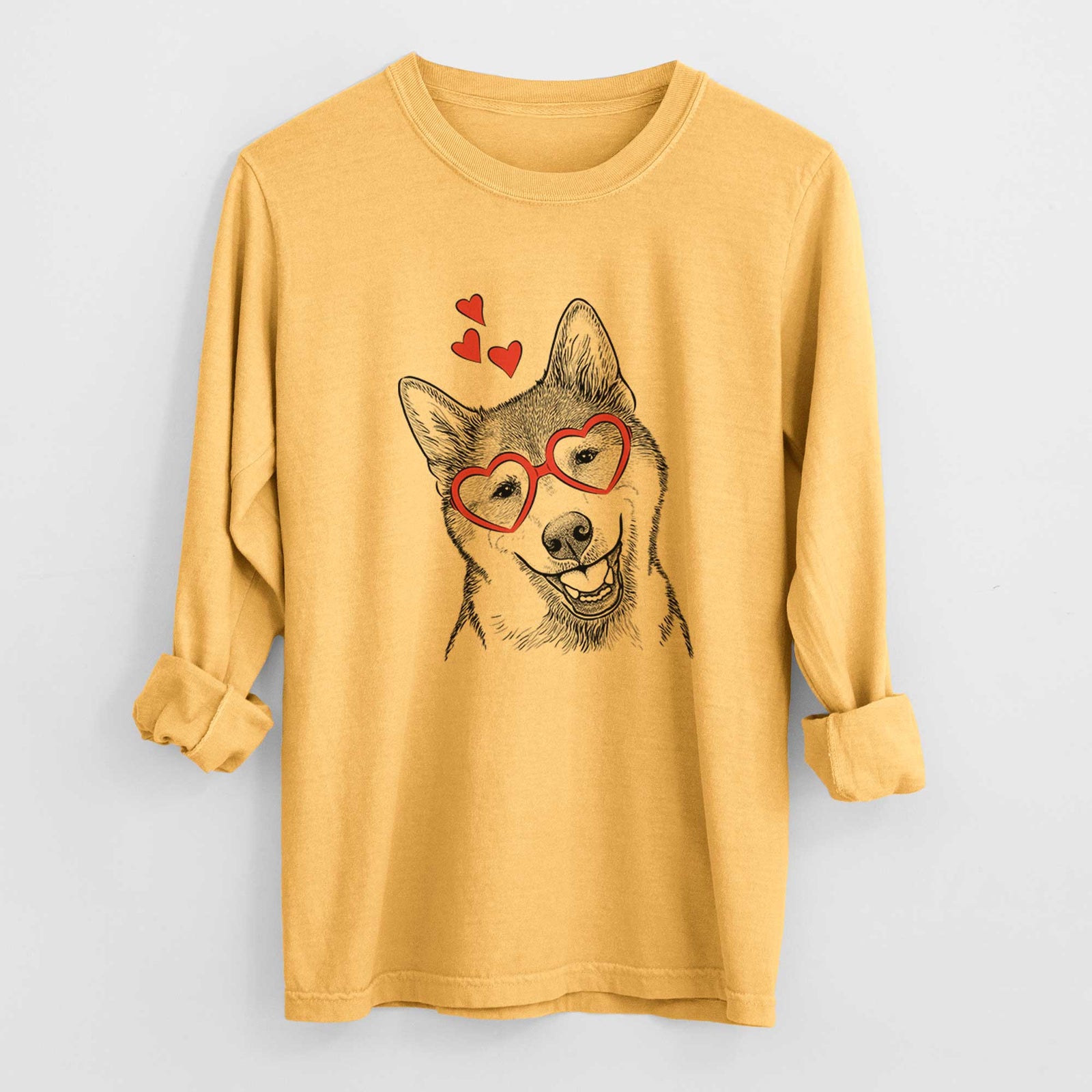 Valentine Koby the Shiba Inu - Heavyweight 100% Cotton Long Sleeve