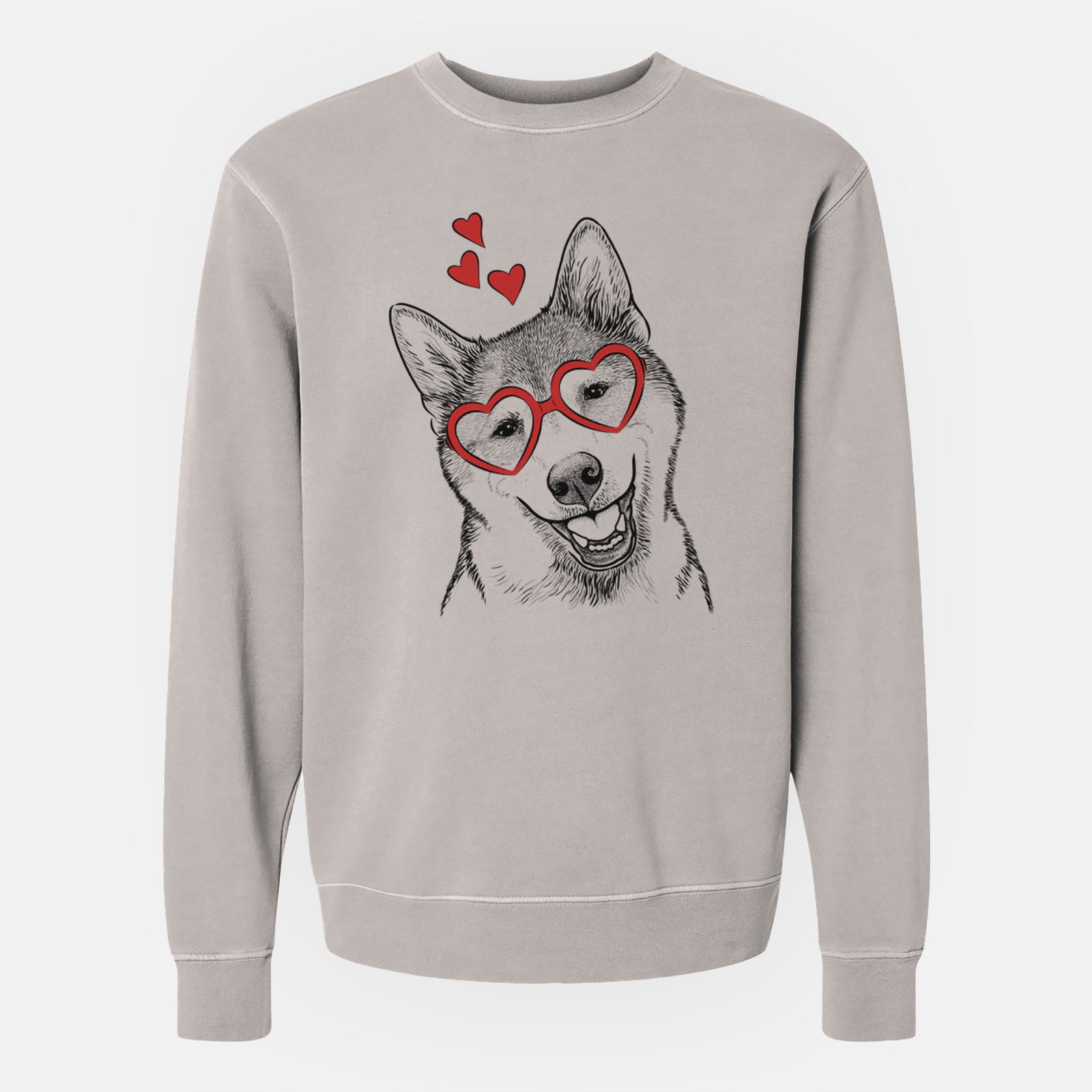 Valentine Koby the Shiba Inu - Unisex Pigment Dyed Crew Sweatshirt