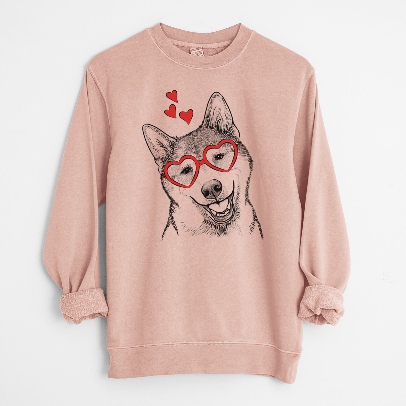 Valentine Koby the Shiba Inu - Unisex Pigment Dyed Crew Sweatshirt