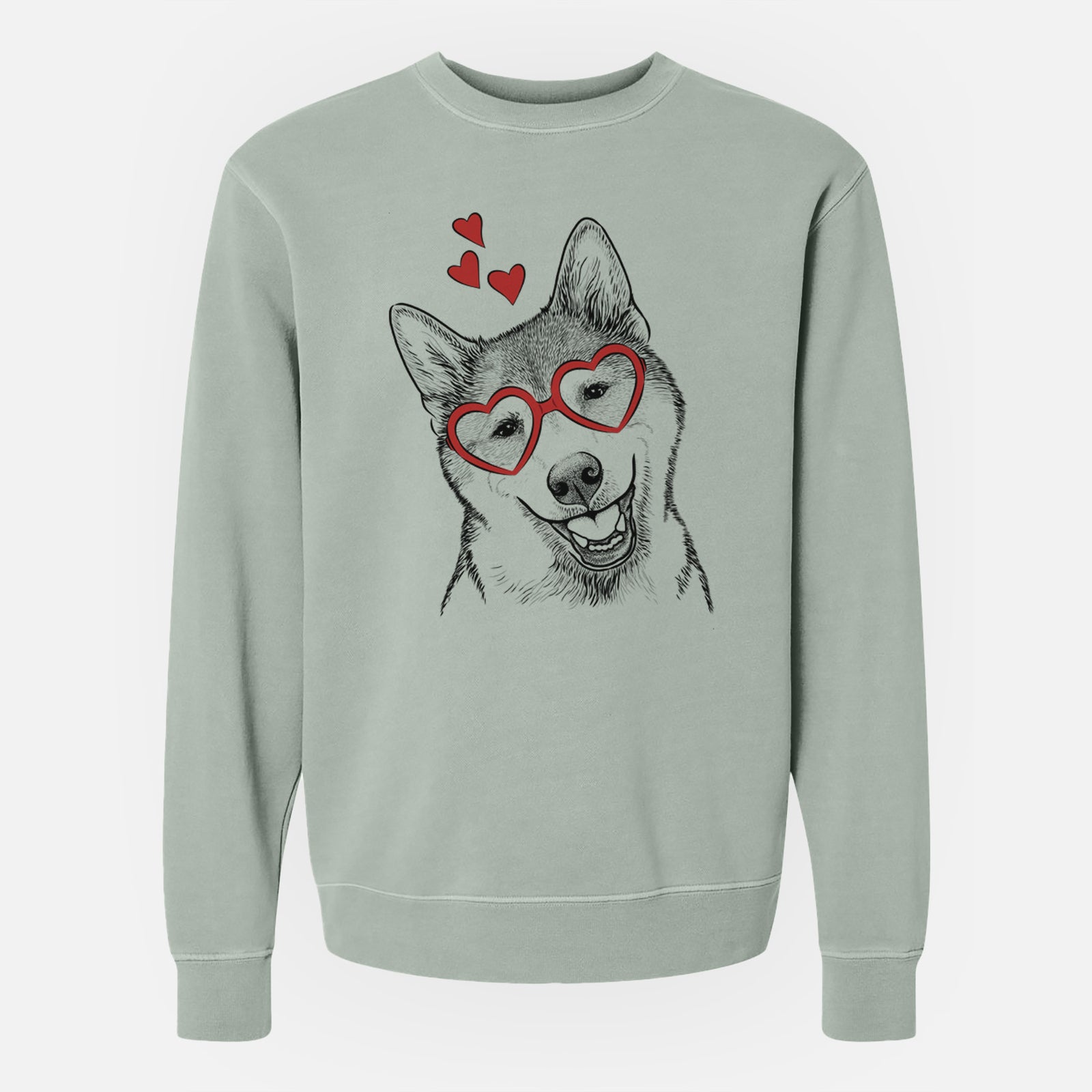 Valentine Koby the Shiba Inu - Unisex Pigment Dyed Crew Sweatshirt