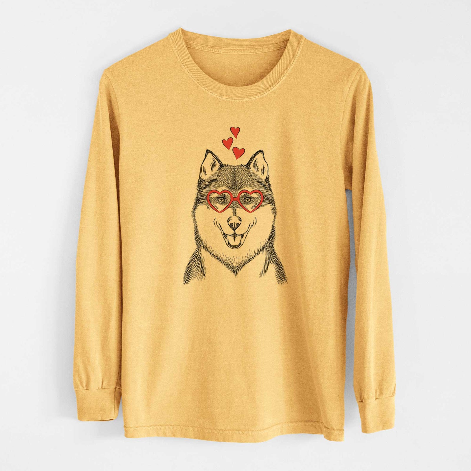 Valentine Koda the Siberian Husky - Heavyweight 100% Cotton Long Sleeve