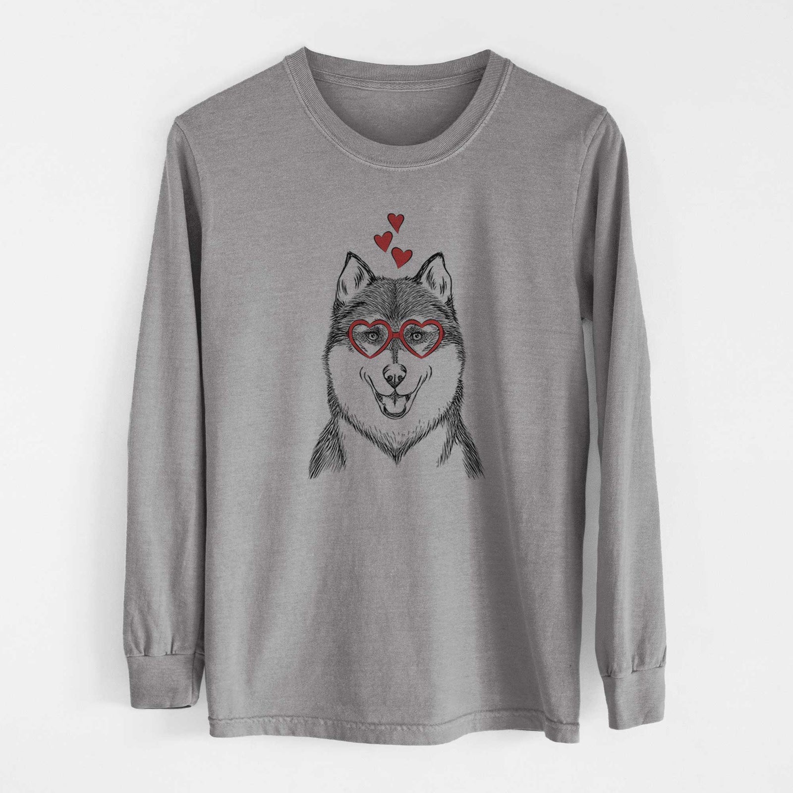 Valentine Koda the Siberian Husky - Heavyweight 100% Cotton Long Sleeve