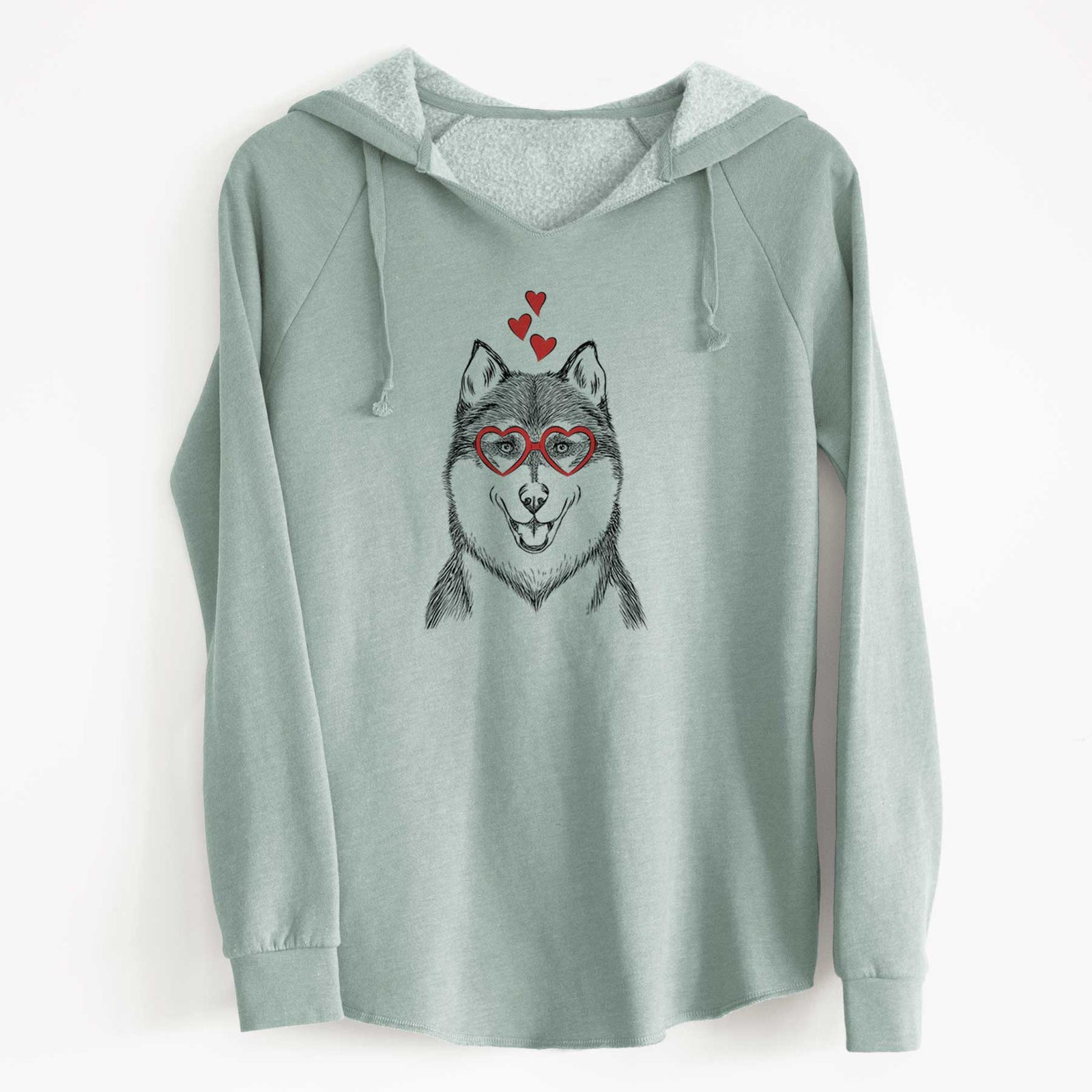 Valentine Koda the Siberian Husky - Cali Wave Hooded Sweatshirt