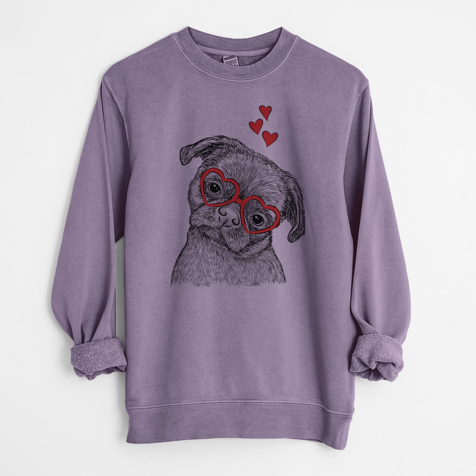 Valentine Koko the Shih Tzu - Unisex Pigment Dyed Crew Sweatshirt