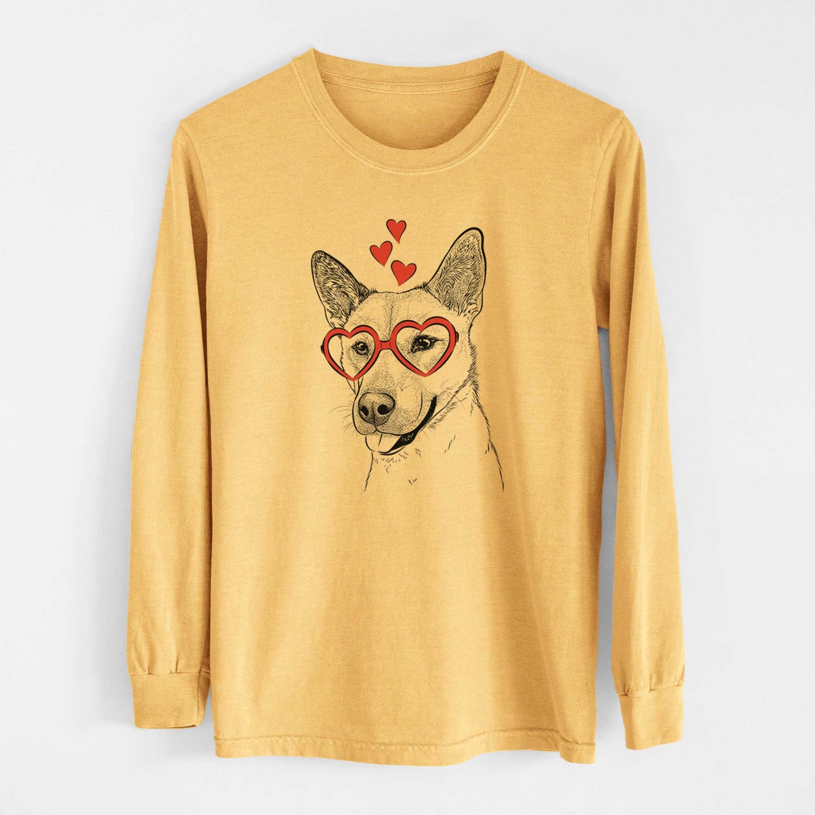 Valentine Kulfi the Jindo Shiba Inu Mix - Heavyweight 100% Cotton Long Sleeve