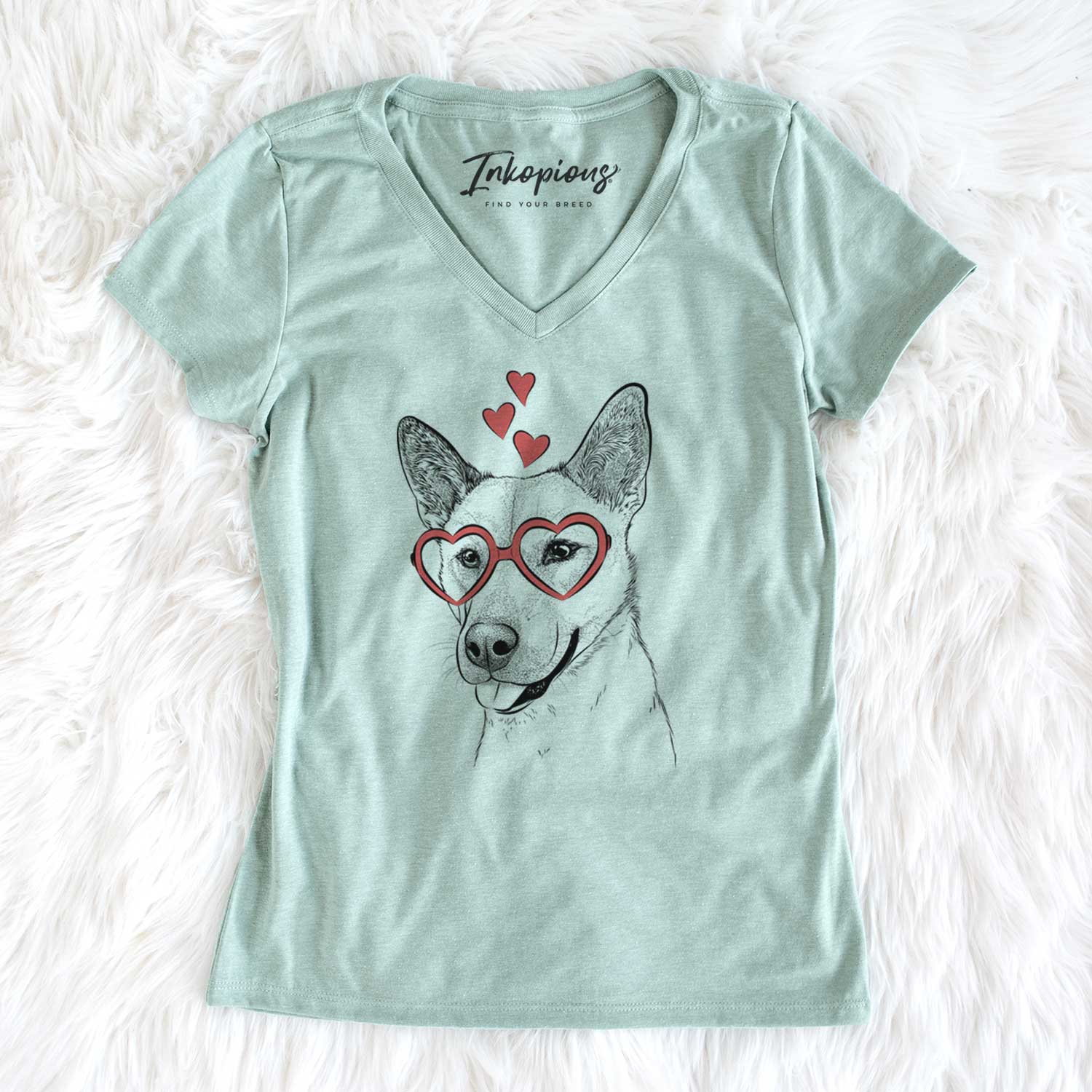 Valentine Kulfi the Jindo Shiba Inu Mix - Women's V-neck Shirt