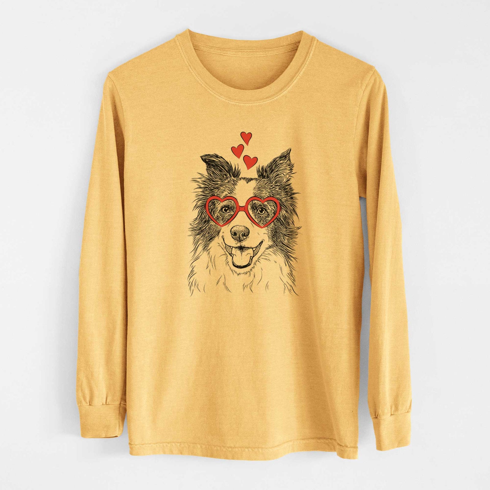 Valentine Kylee the Border Collie - Heavyweight 100% Cotton Long Sleeve