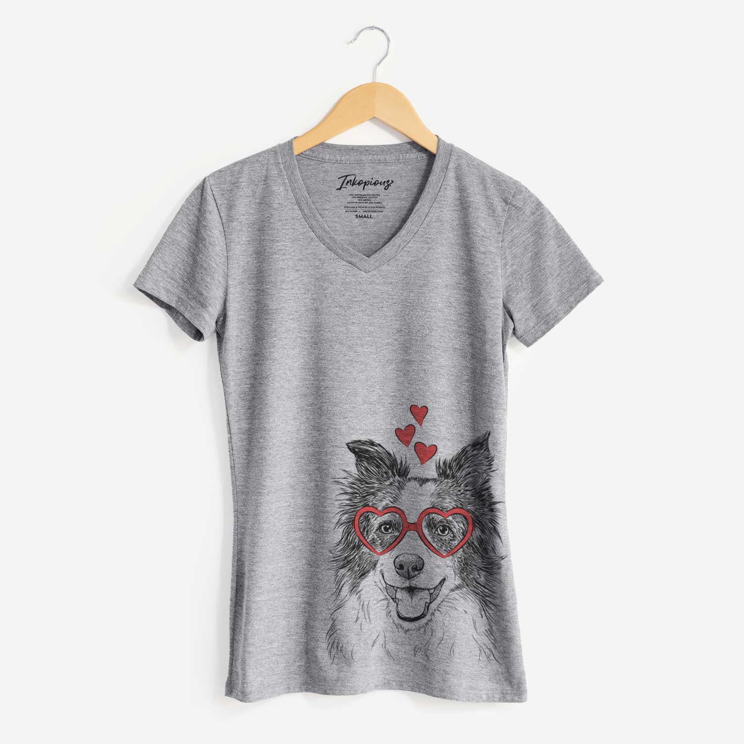 Valentine Kylee the Border Collie - Women's V-neck Shirt