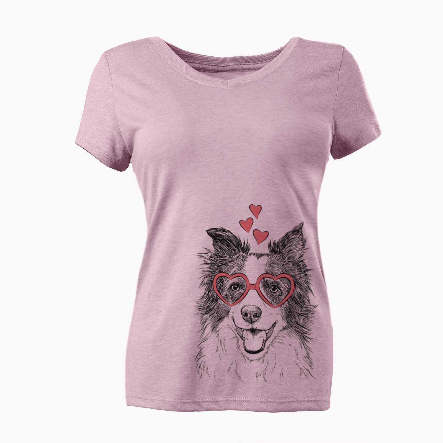 Valentine Kylee the Border Collie - Women's V-neck Shirt