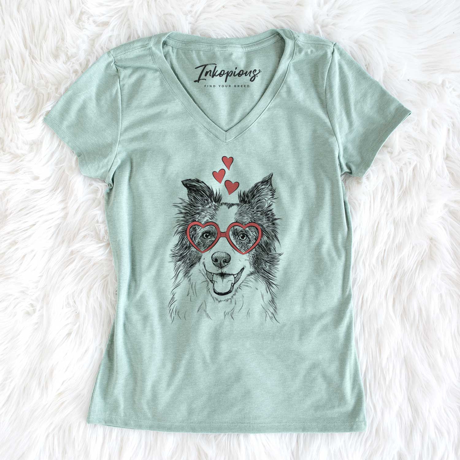 Valentine Kylee the Border Collie - Women's V-neck Shirt