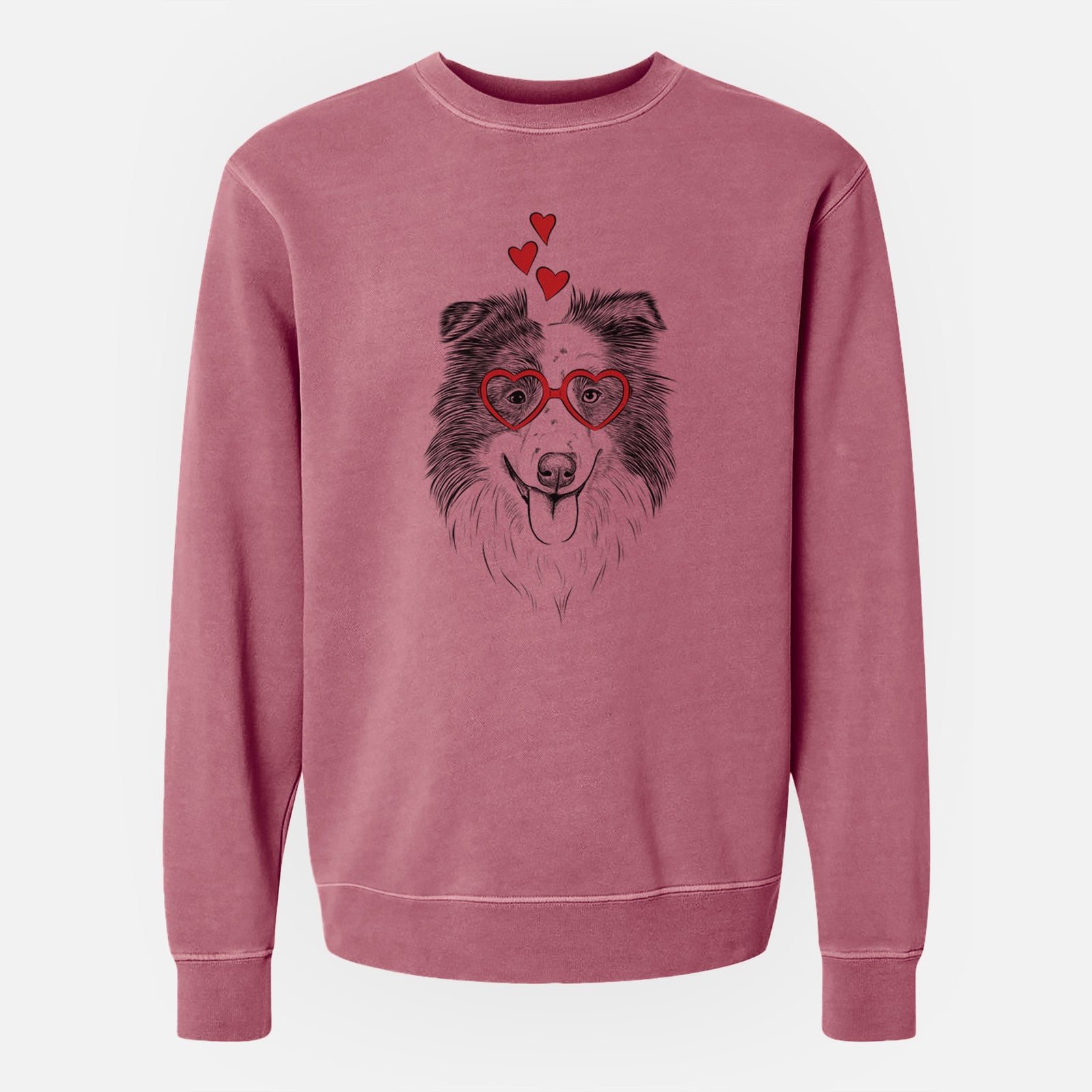 Valentine Lady Bug the Border Collie - Unisex Pigment Dyed Crew Sweatshirt