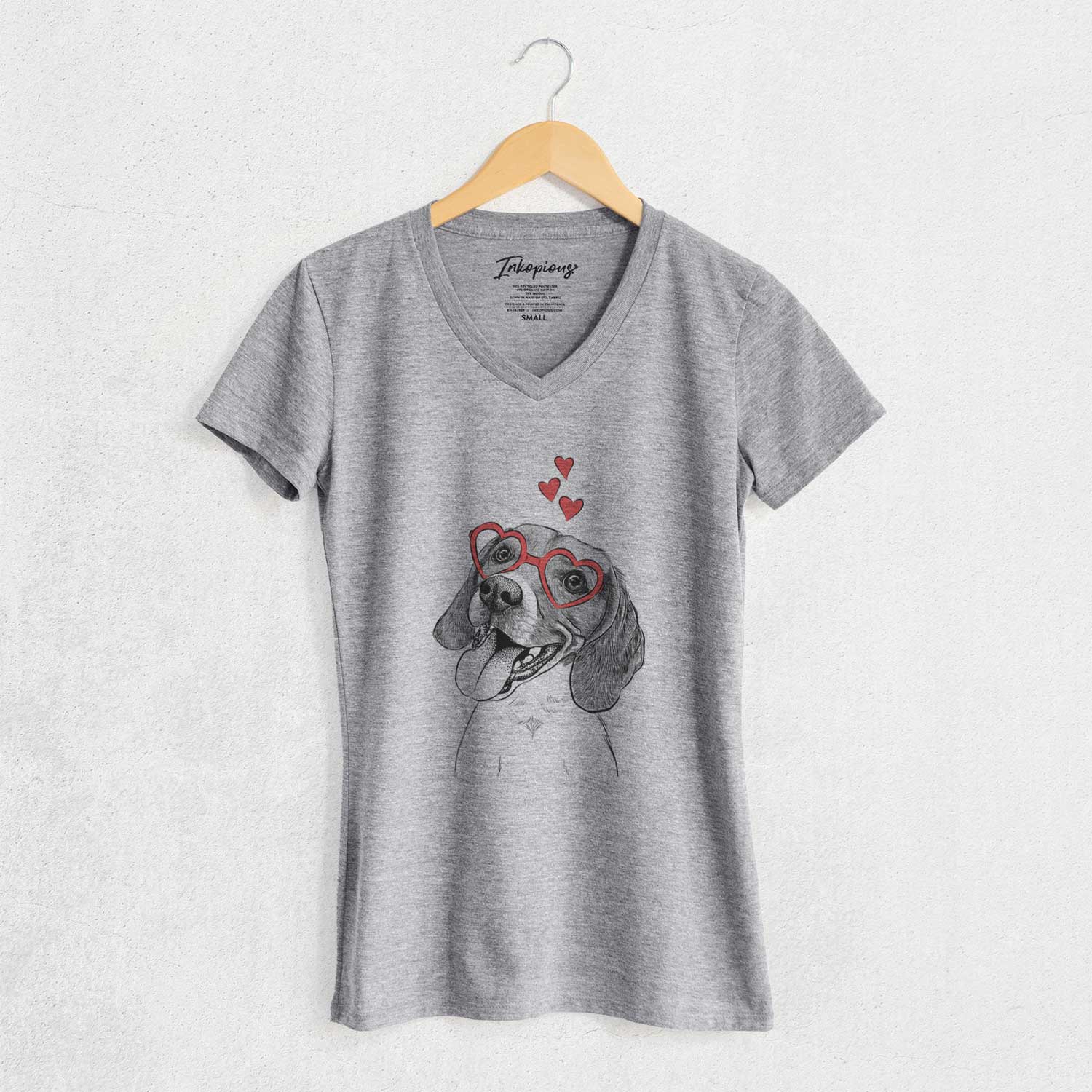 Valentine Little Bandit the Beagle - Women's V-neck Shirt