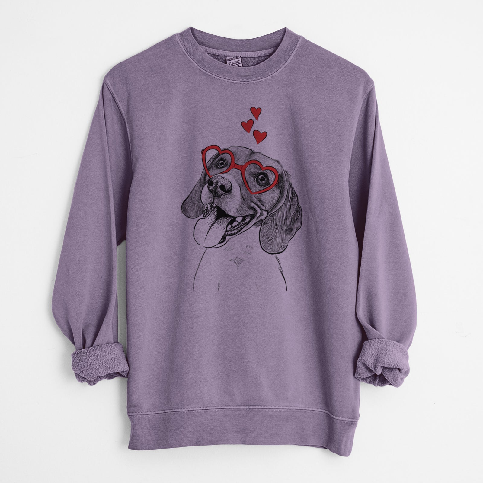 Valentine Little Bandit the Beagle - Unisex Pigment Dyed Crew Sweatshirt