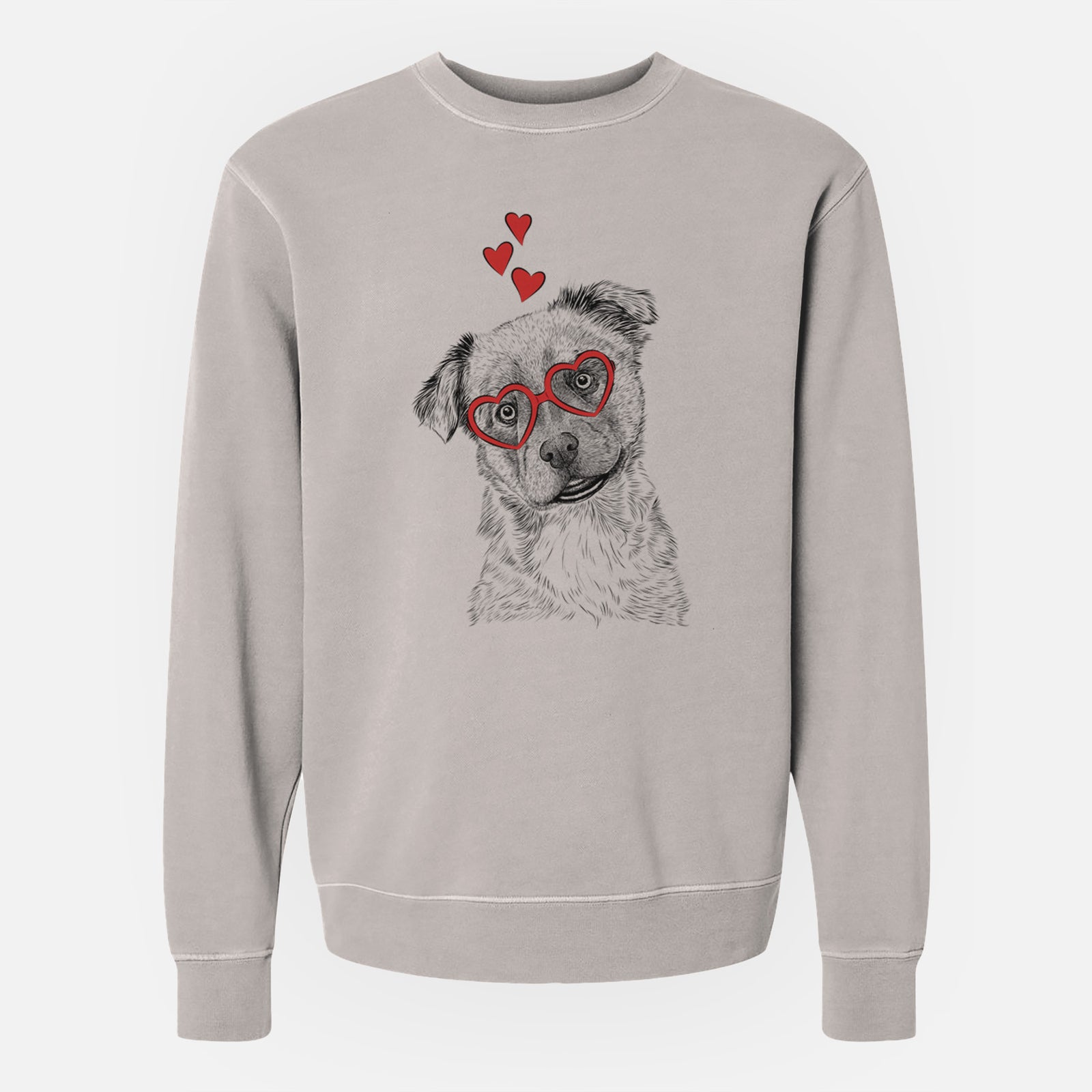 Valentine Loki Bear the Australian Cattle Dog Mix - Unisex Pigment Dyed Crew Sweatshirt