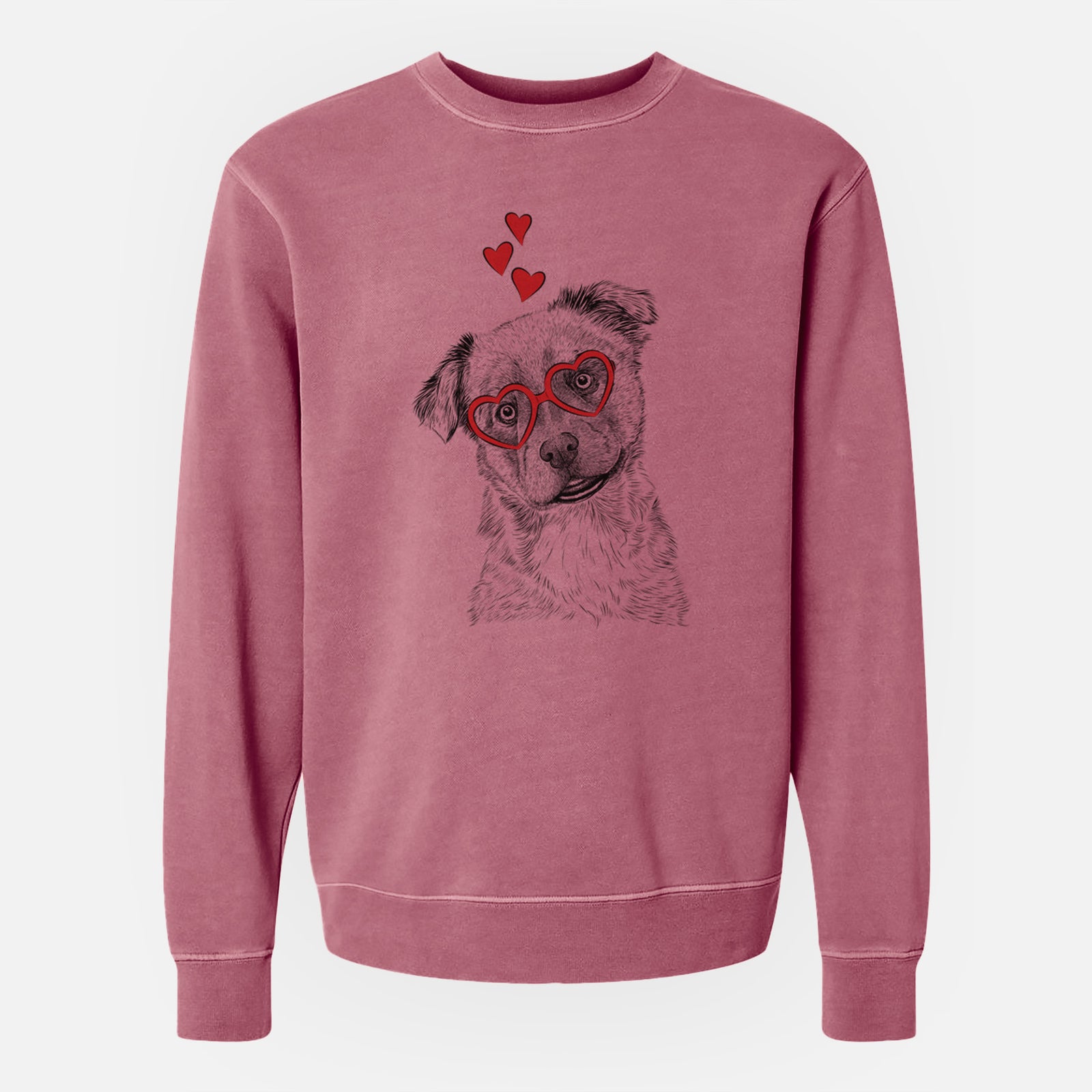 Valentine Loki Bear the Australian Cattle Dog Mix - Unisex Pigment Dyed Crew Sweatshirt