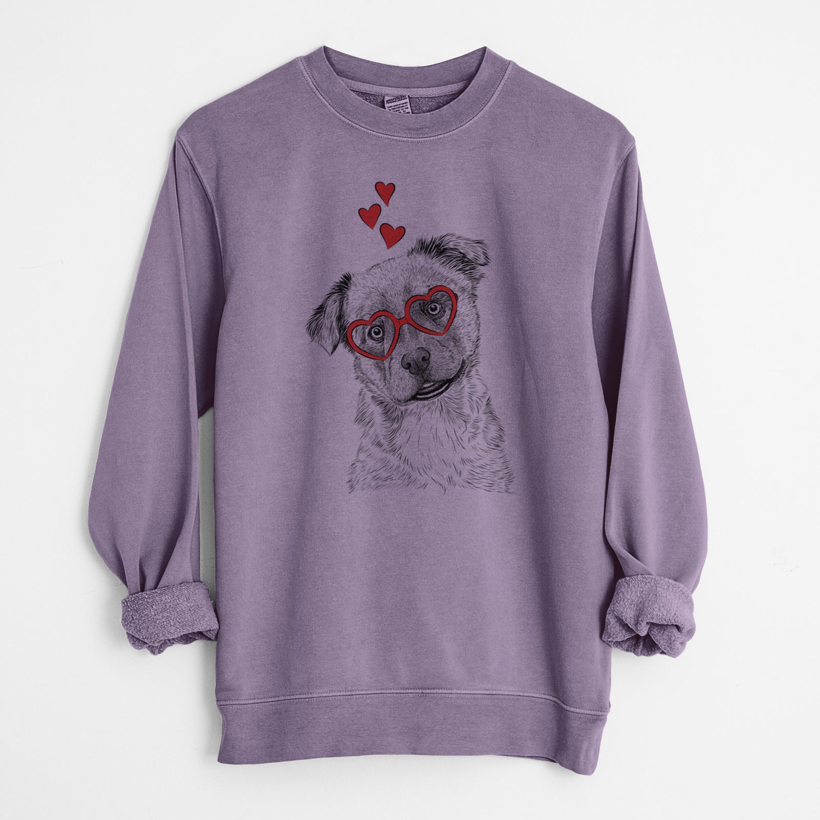 Valentine Loki Bear the Australian Cattle Dog Mix - Unisex Pigment Dyed Crew Sweatshirt