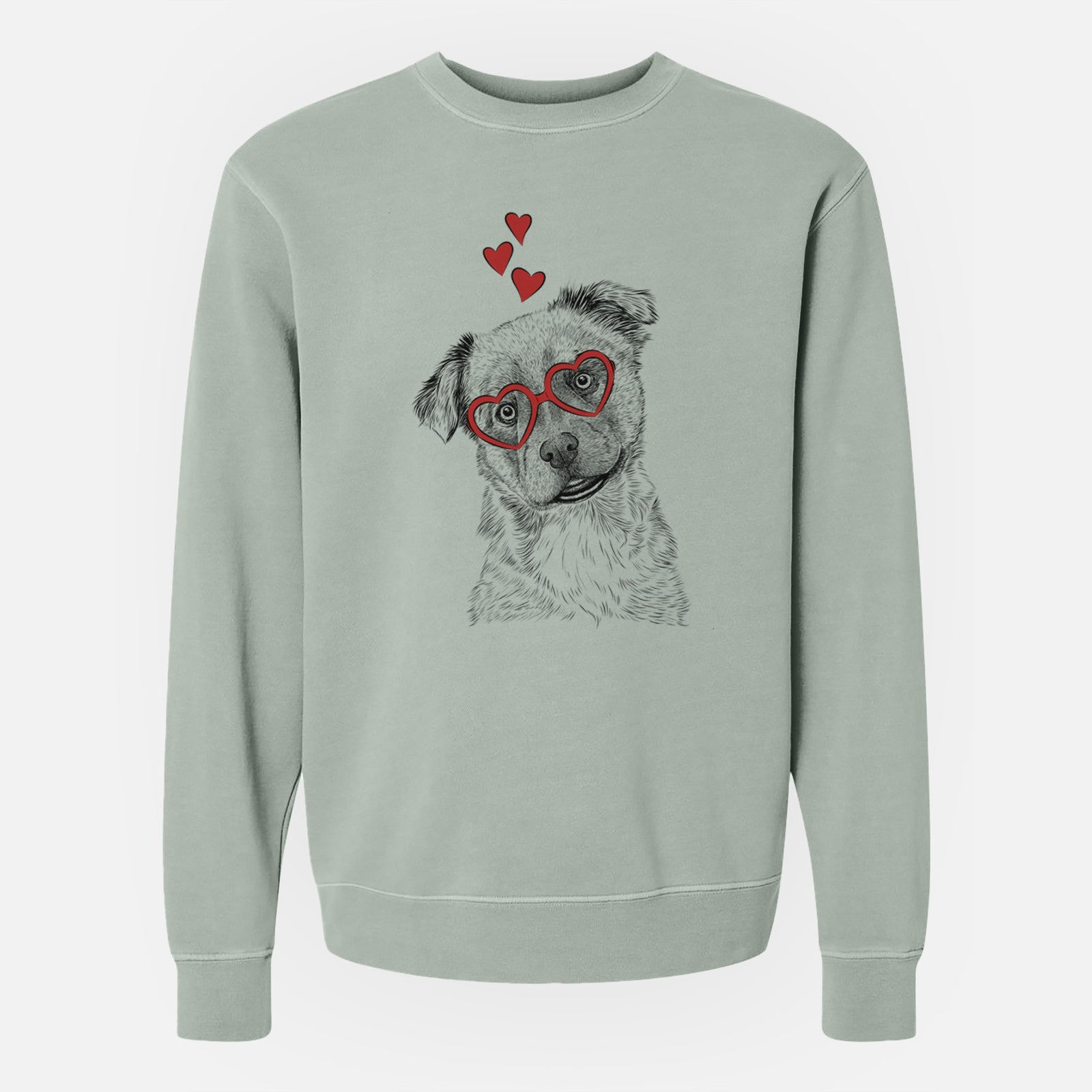 Valentine Loki Bear the Australian Cattle Dog Mix - Unisex Pigment Dyed Crew Sweatshirt