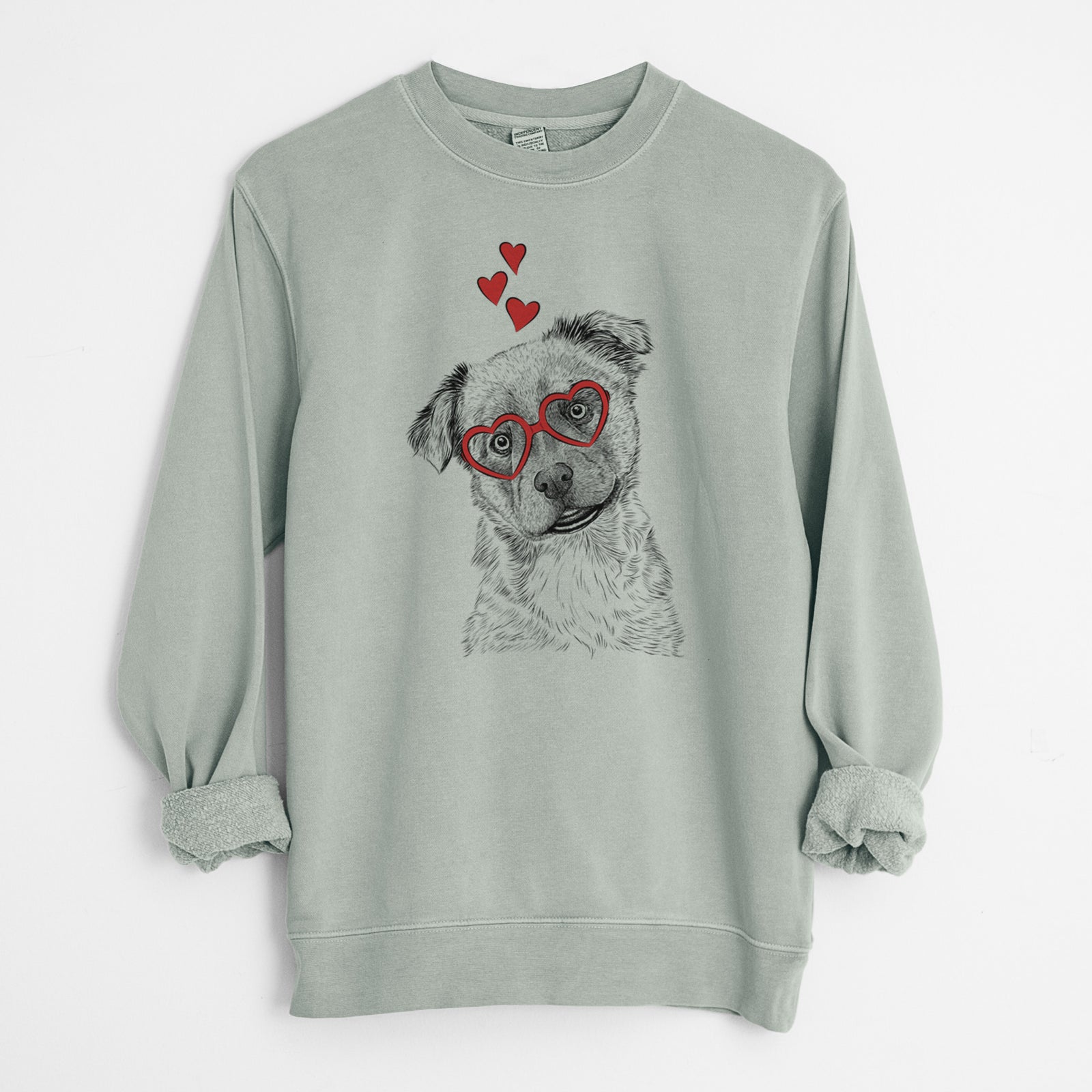 Valentine Loki Bear the Australian Cattle Dog Mix - Unisex Pigment Dyed Crew Sweatshirt