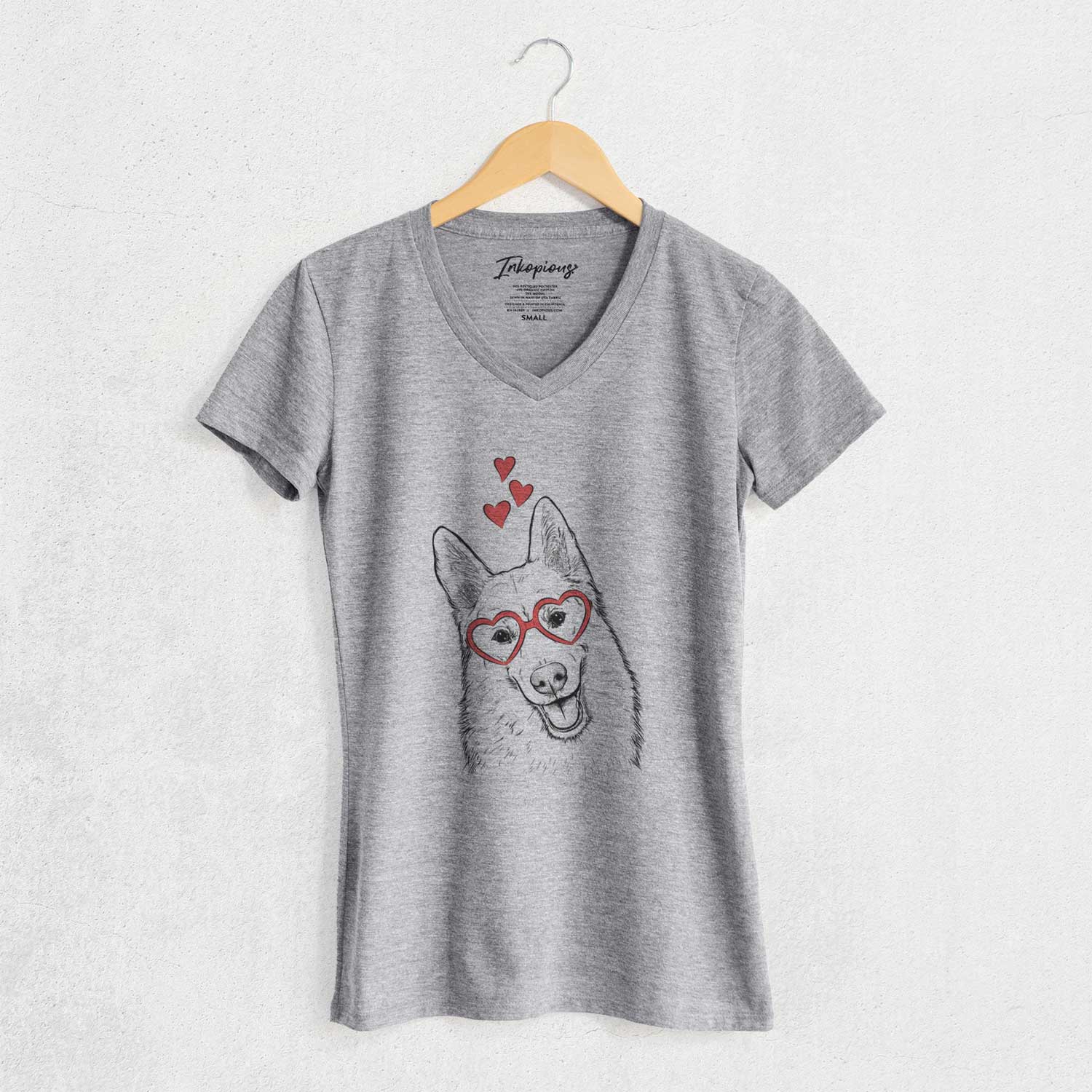 Valentine Loki the Husky Shepherd Mix - Women's V-neck Shirt