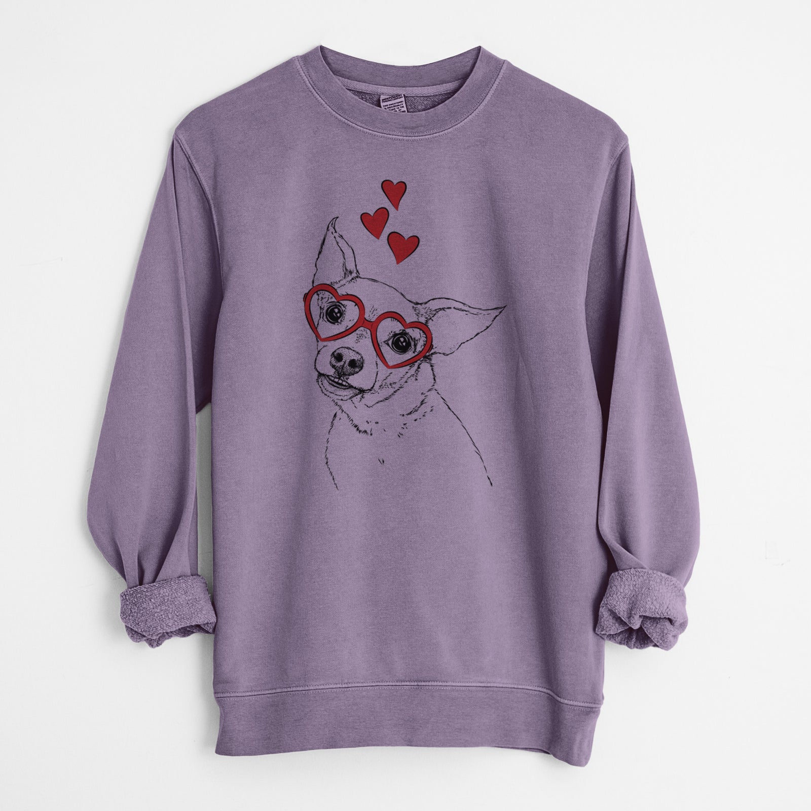 Valentine Lola the Chiweenie - Unisex Pigment Dyed Crew Sweatshirt