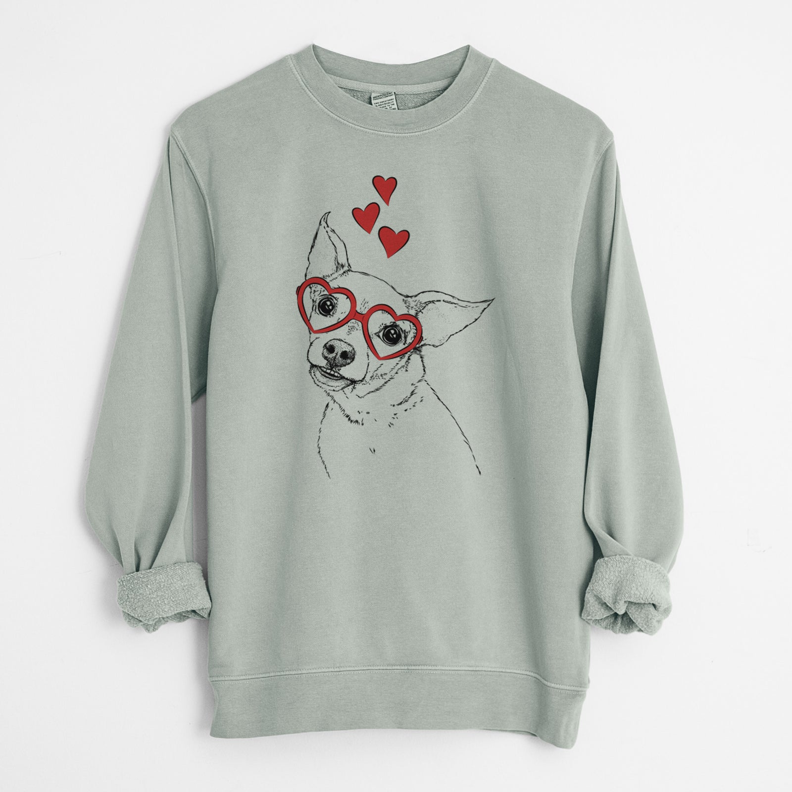 Valentine Lola the Chiweenie - Unisex Pigment Dyed Crew Sweatshirt