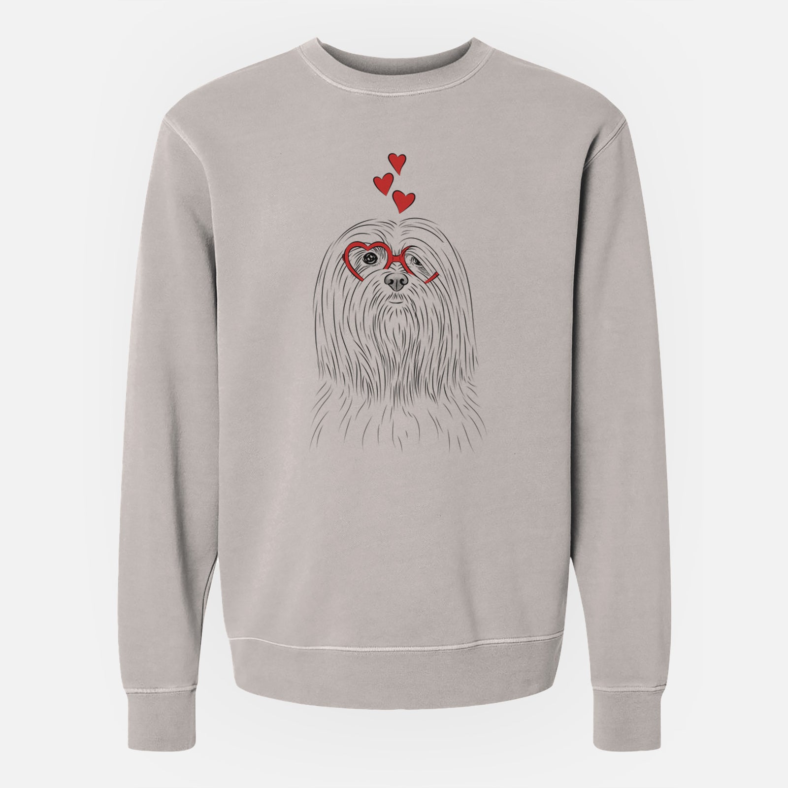 Valentine Lorenzo the Lhasa Apso - Unisex Pigment Dyed Crew Sweatshirt
