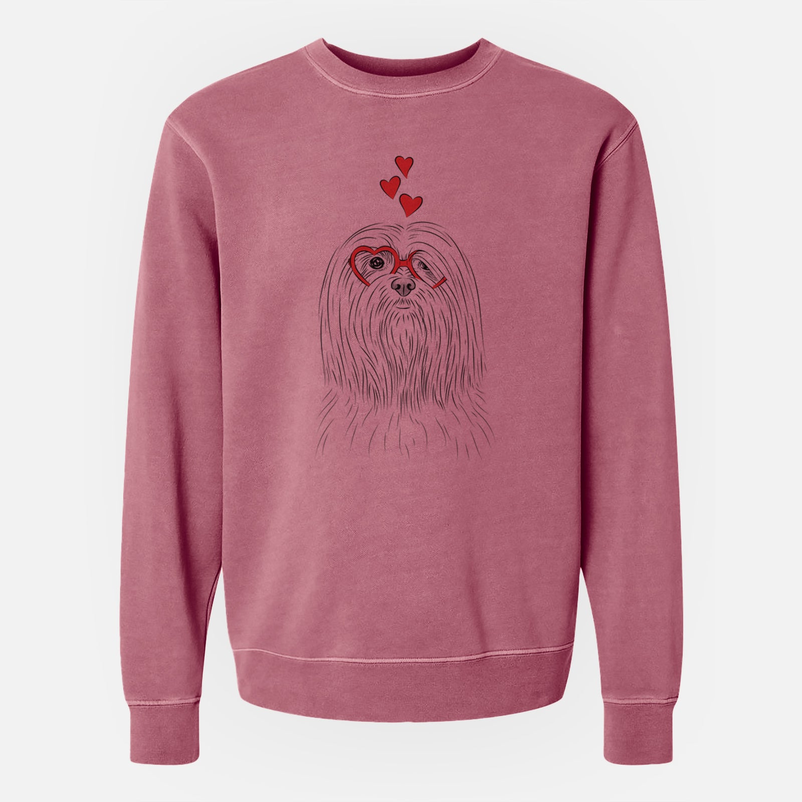 Valentine Lorenzo the Lhasa Apso - Unisex Pigment Dyed Crew Sweatshirt