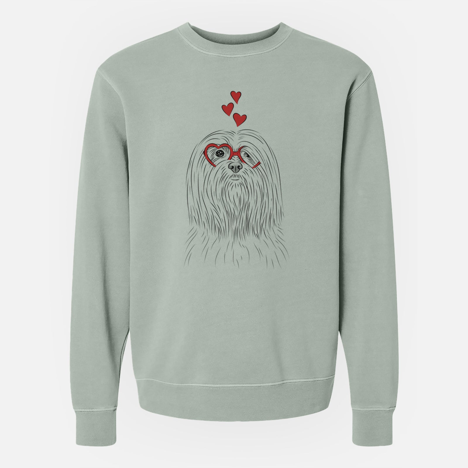 Valentine Lorenzo the Lhasa Apso - Unisex Pigment Dyed Crew Sweatshirt