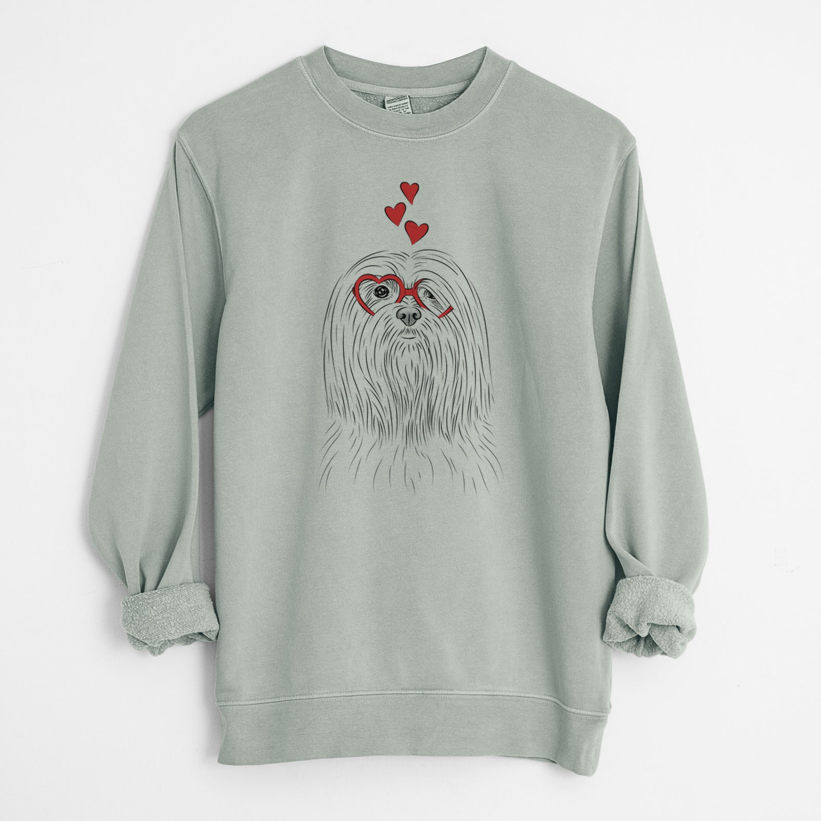 Valentine Lorenzo the Lhasa Apso - Unisex Pigment Dyed Crew Sweatshirt