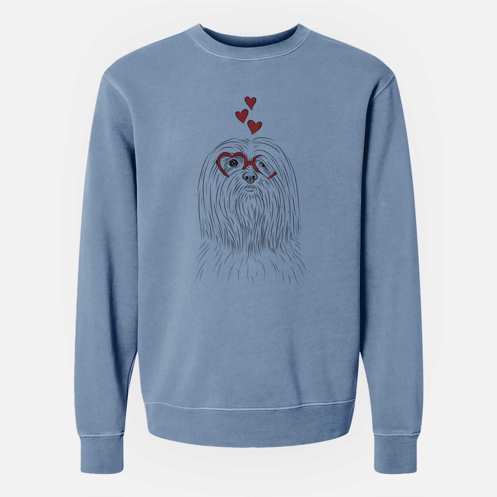 Valentine Lorenzo the Lhasa Apso - Unisex Pigment Dyed Crew Sweatshirt