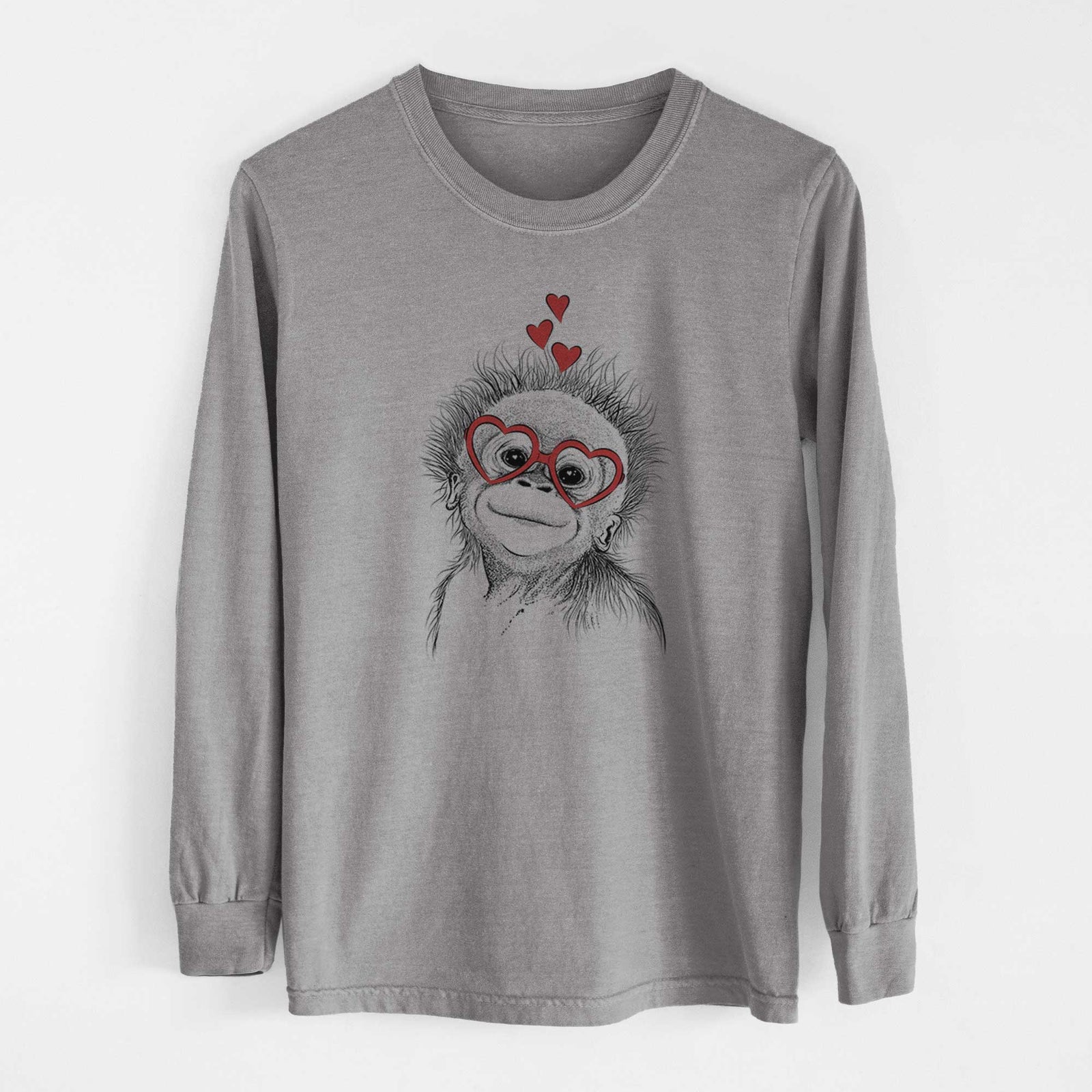 Valentine Louie the Baby Orangutan - Heavyweight 100% Cotton Long Sleeve
