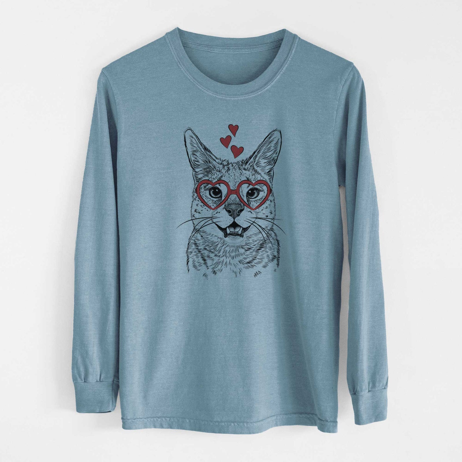 Valentine Lucky the Serval Cat - Heavyweight 100% Cotton Long Sleeve
