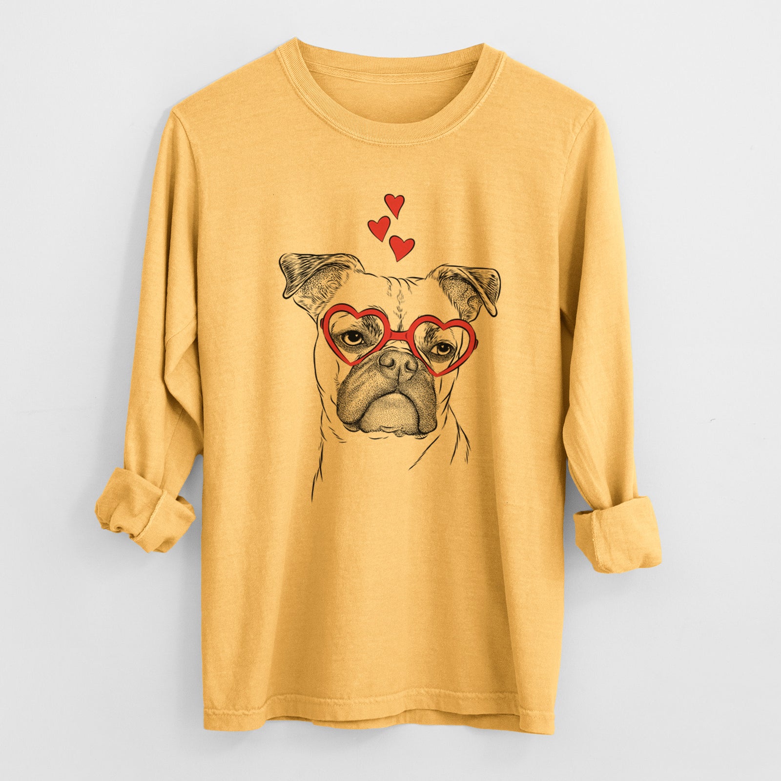 Valentine Mack the Bugg (Boston Terrier/Pug) - Heavyweight 100% Cotton Long Sleeve
