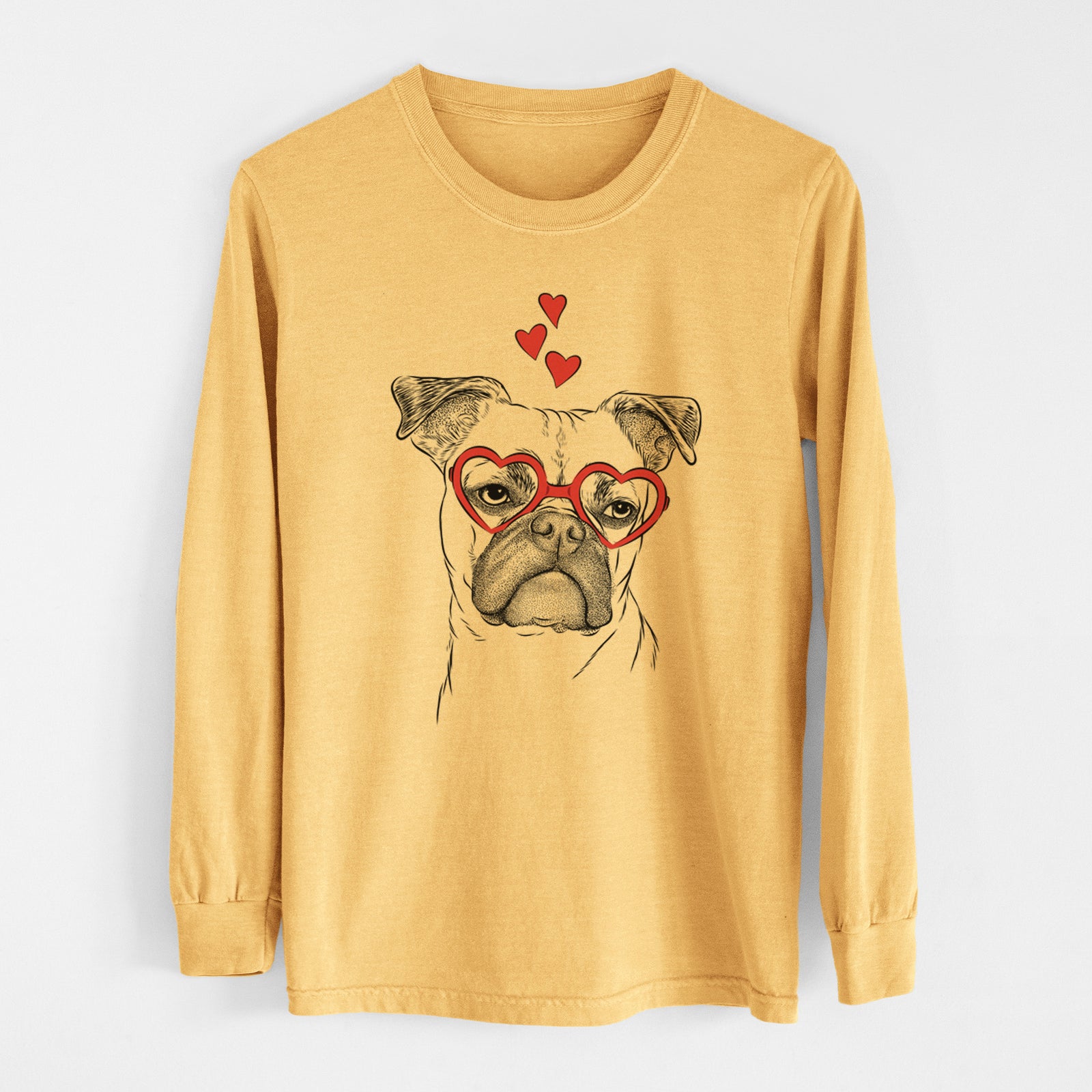 Valentine Mack the Bugg (Boston Terrier/Pug) - Heavyweight 100% Cotton Long Sleeve
