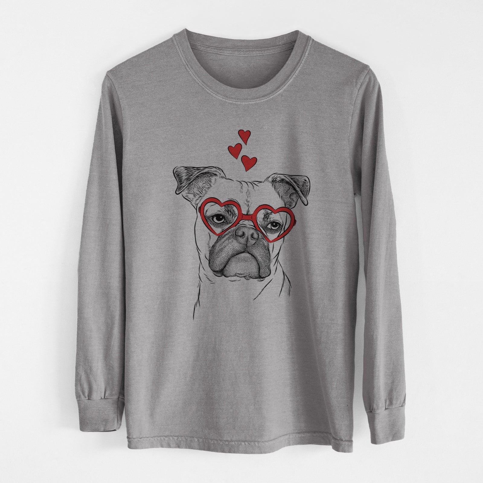 Valentine Mack the Bugg (Boston Terrier/Pug) - Heavyweight 100% Cotton Long Sleeve