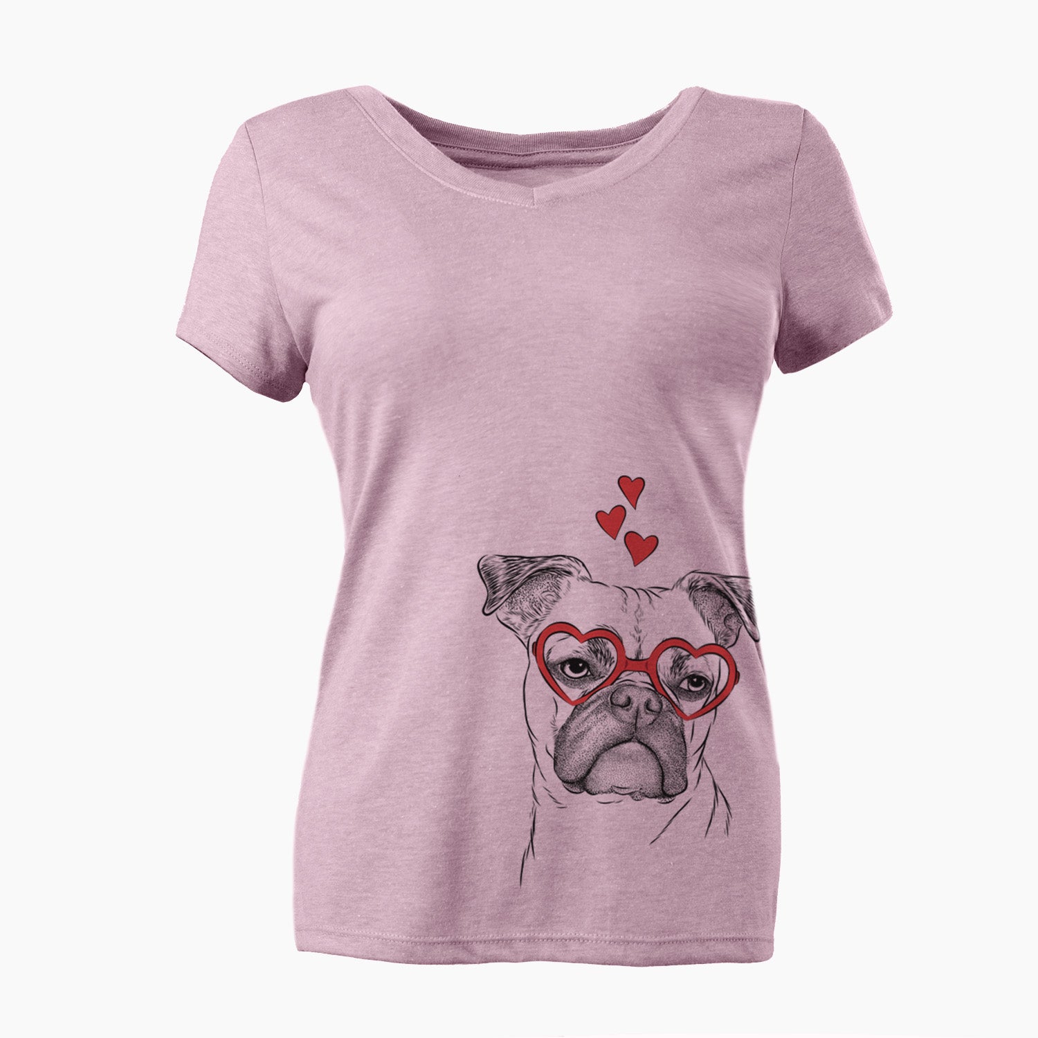 Valentine Mack the Bugg (Boston Terrier/Pug) - Women's Perfect V-neck Shirt