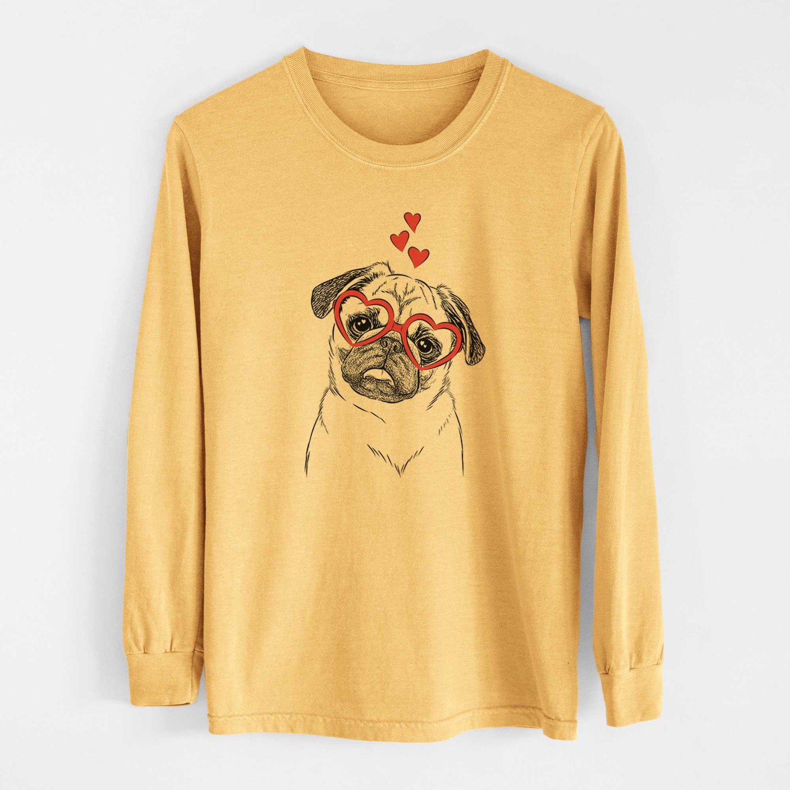 Valentine Macy the Pug - Heavyweight 100% Cotton Long Sleeve