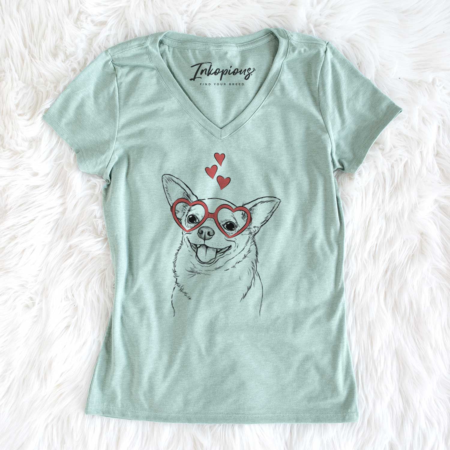 Valentine Maddison Pearl the Chihuahua - Women's V-neck Shirt