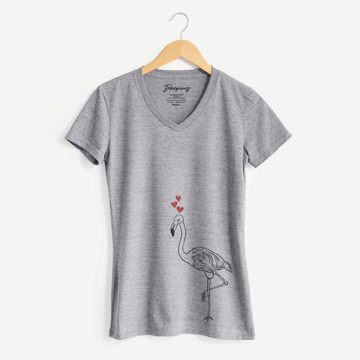 Valentine Mango the Flamingo - Women's V-neck Shirt