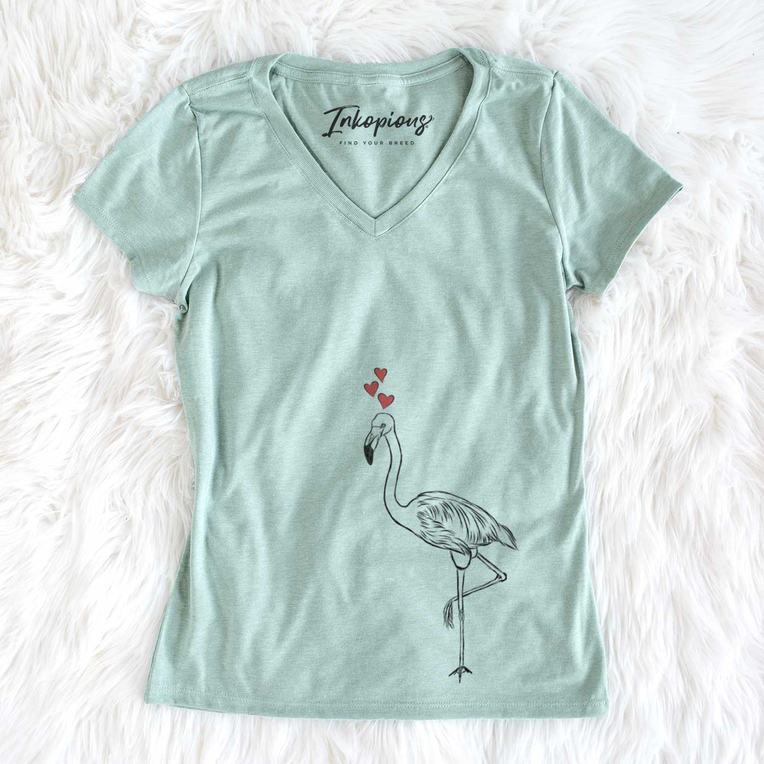 Valentine Mango the Flamingo - Women's V-neck Shirt