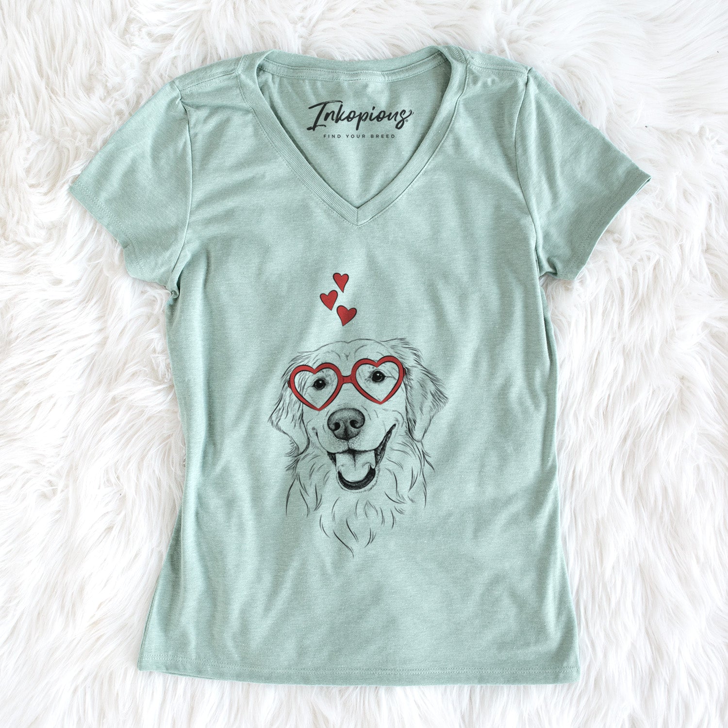 Valentine Maple the Golden Retriever - Women's Perfect V-neck Shirt