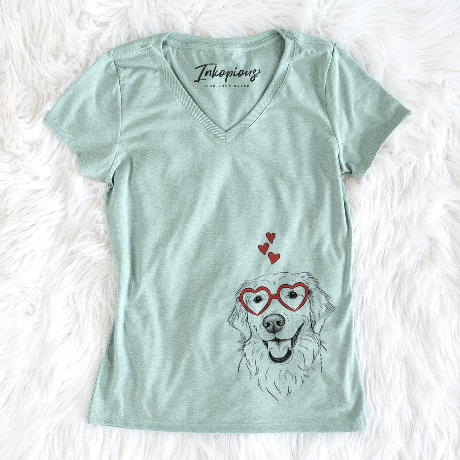 Valentine Maple the Golden Retriever - Women's Perfect V-neck Shirt